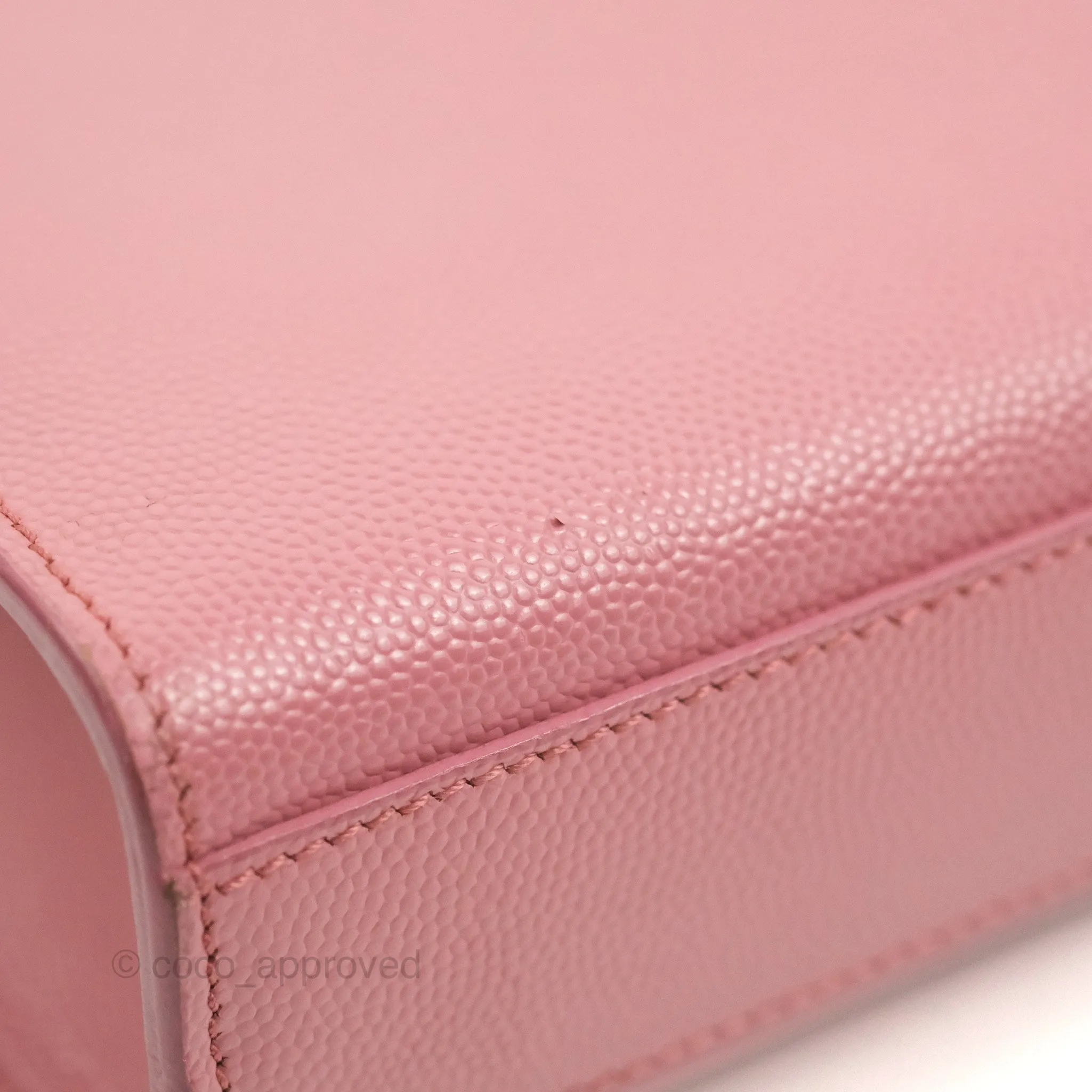 Saint Laurent Medium Classic Monogram Kate Pink Grained Calfskin
