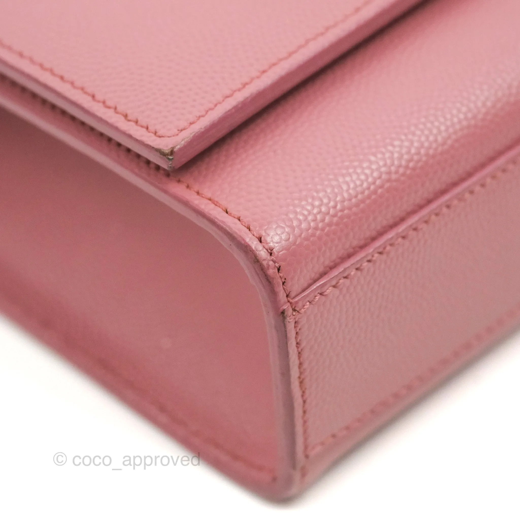 Saint Laurent Medium Classic Monogram Kate Pink Grained Calfskin