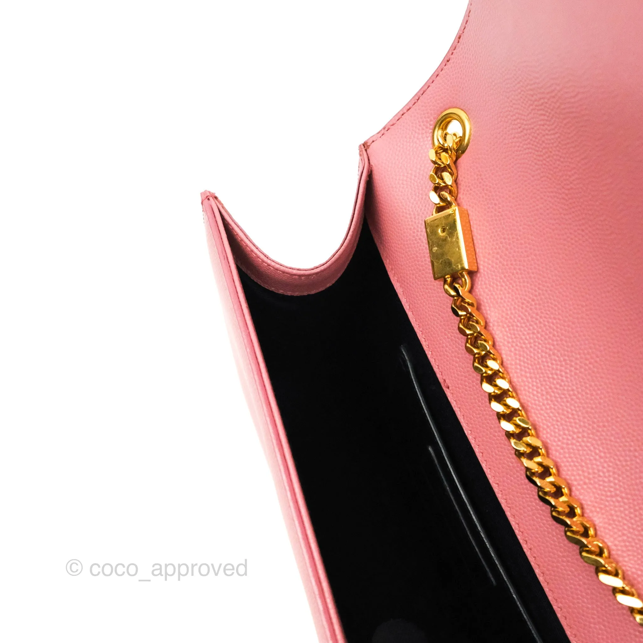 Saint Laurent Medium Classic Monogram Kate Pink Grained Calfskin
