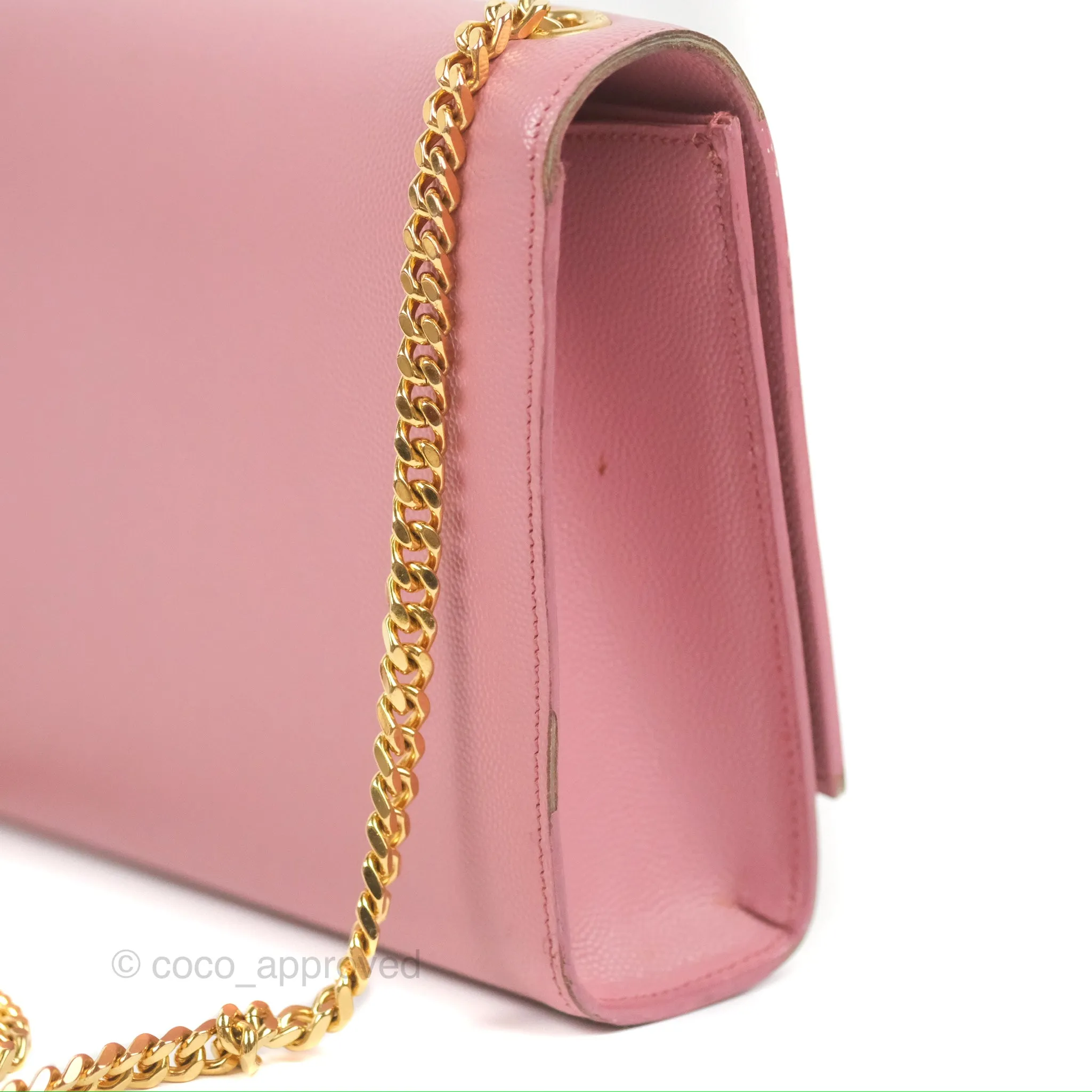 Saint Laurent Medium Classic Monogram Kate Pink Grained Calfskin