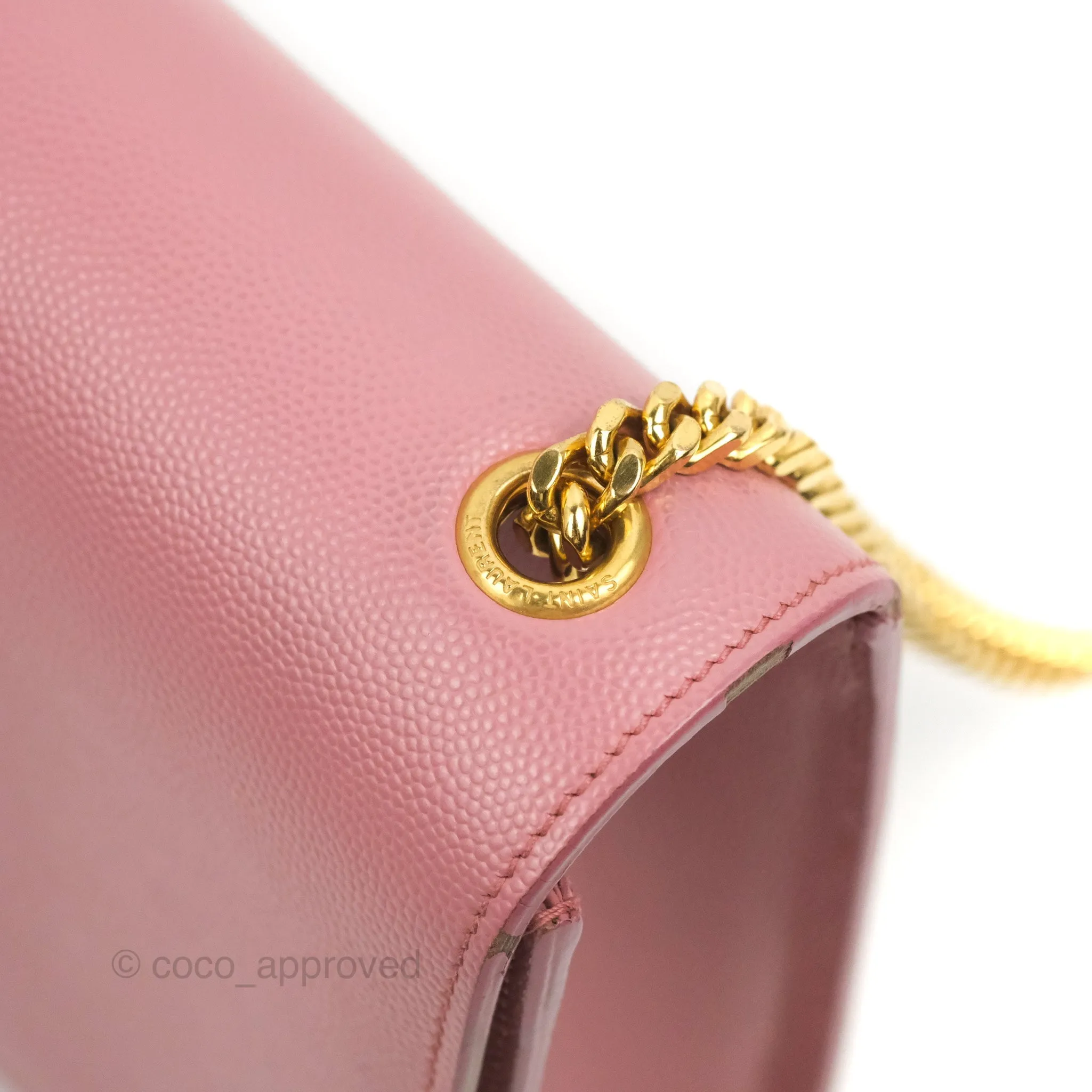 Saint Laurent Medium Classic Monogram Kate Pink Grained Calfskin