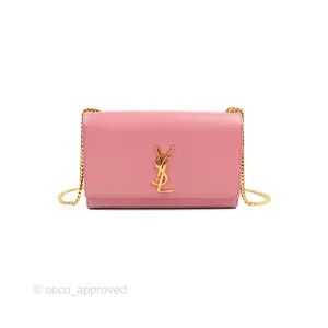 Saint Laurent Medium Classic Monogram Kate Pink Grained Calfskin