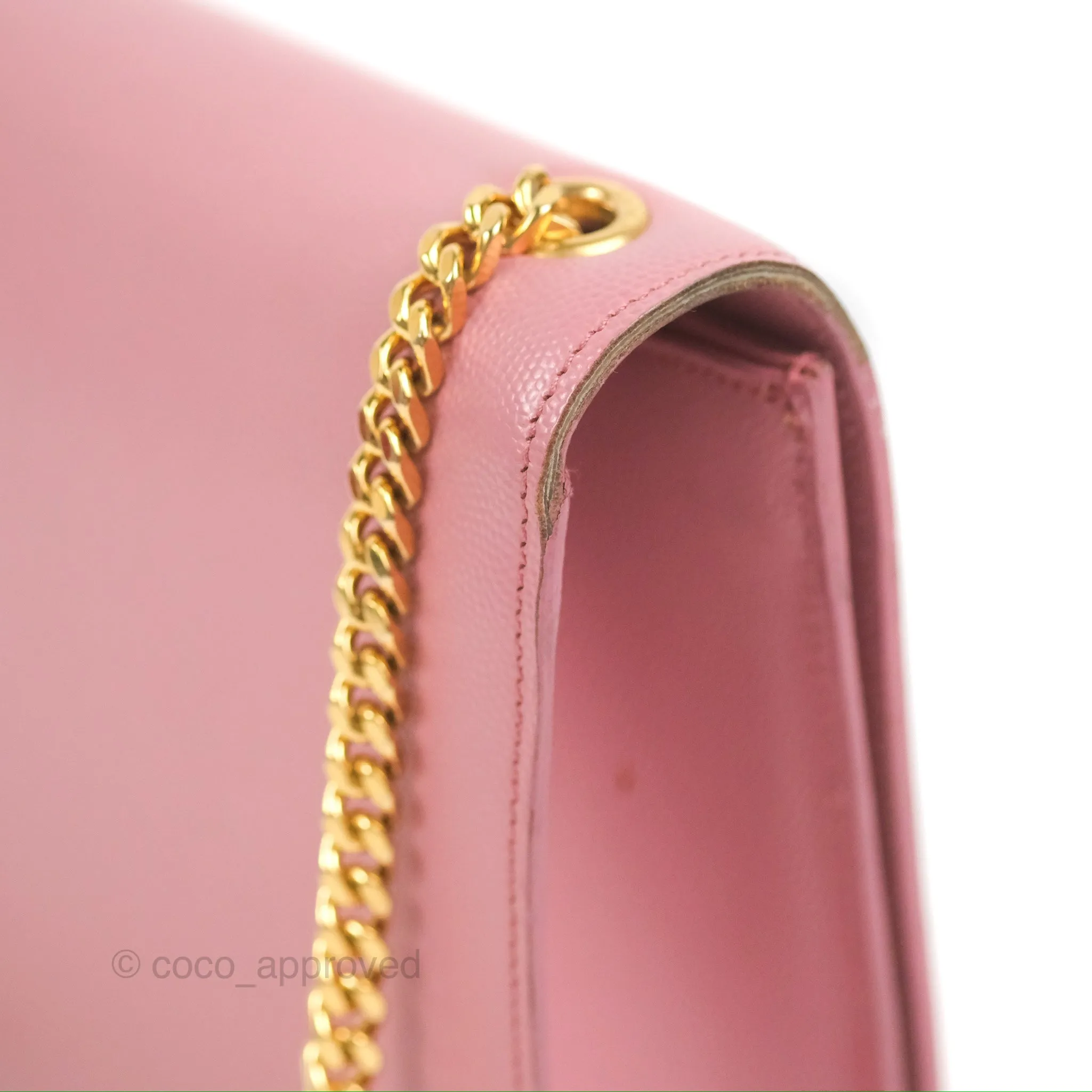 Saint Laurent Medium Classic Monogram Kate Pink Grained Calfskin