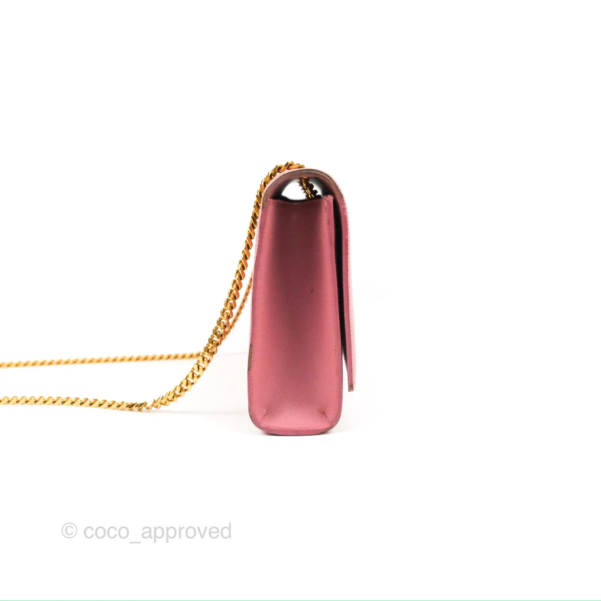 Saint Laurent Medium Classic Monogram Kate Pink Grained Calfskin