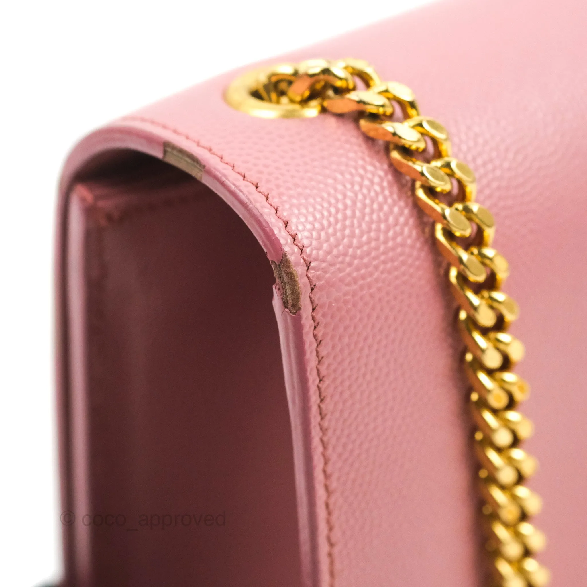 Saint Laurent Medium Classic Monogram Kate Pink Grained Calfskin