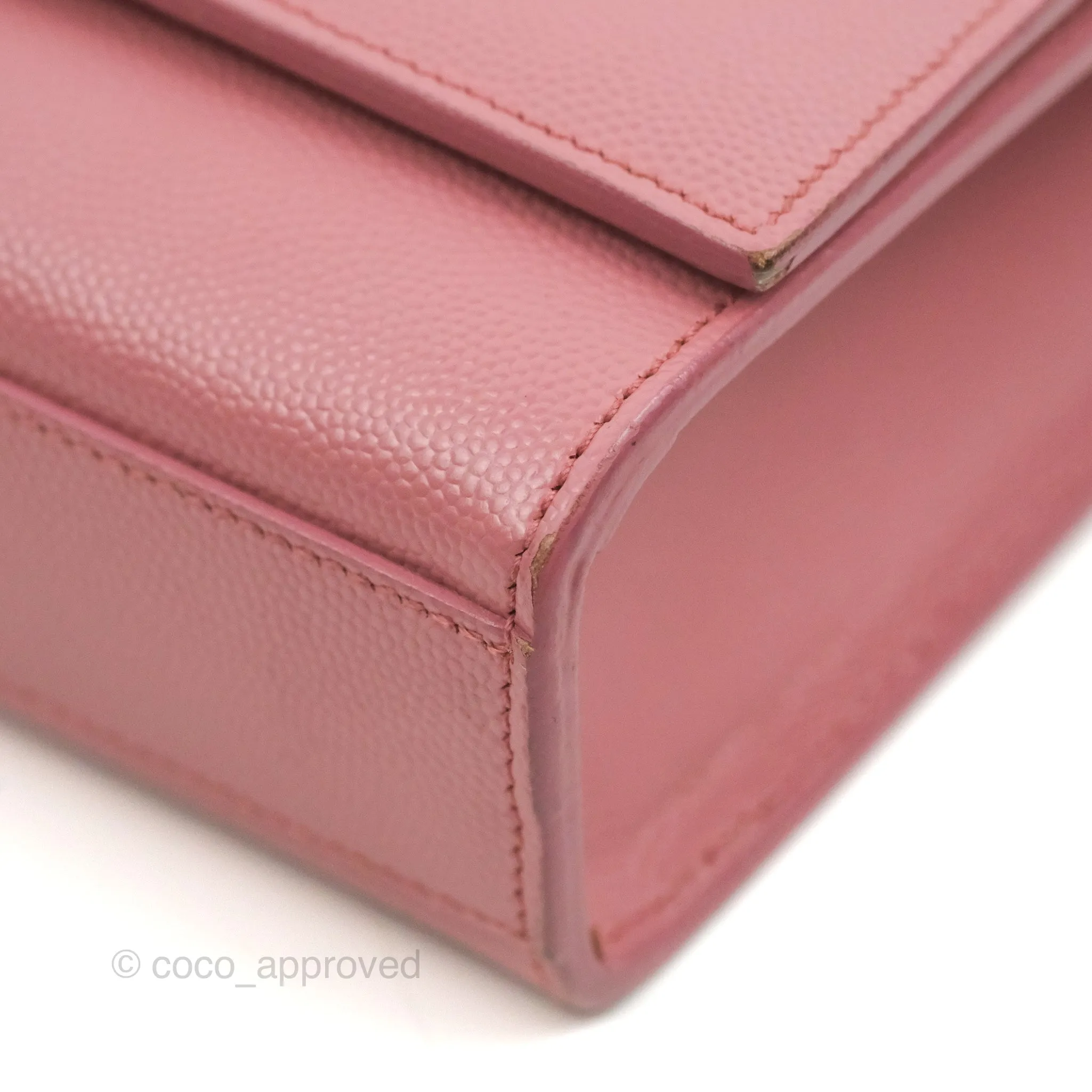 Saint Laurent Medium Classic Monogram Kate Pink Grained Calfskin