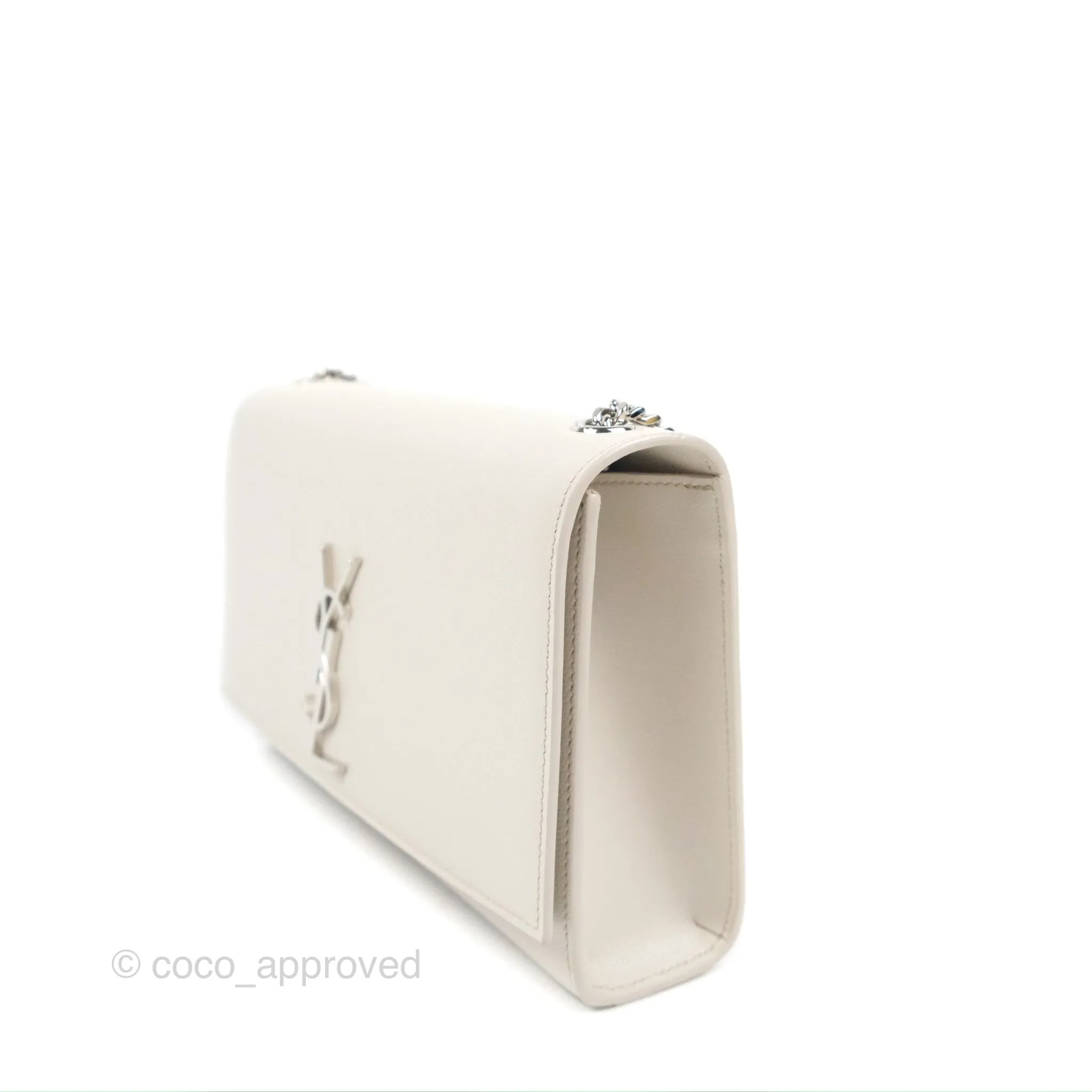 Saint Laurent Medium Classic Monogram Kate White Grained Calfskin