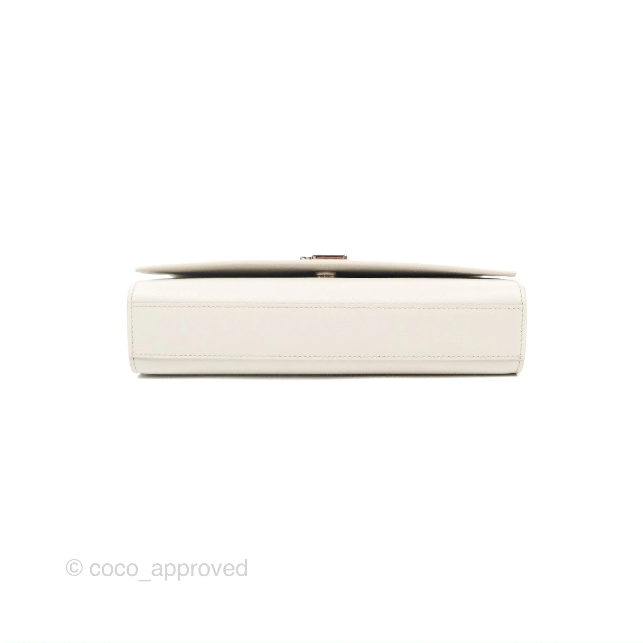 Saint Laurent Medium Classic Monogram Kate White Grained Calfskin