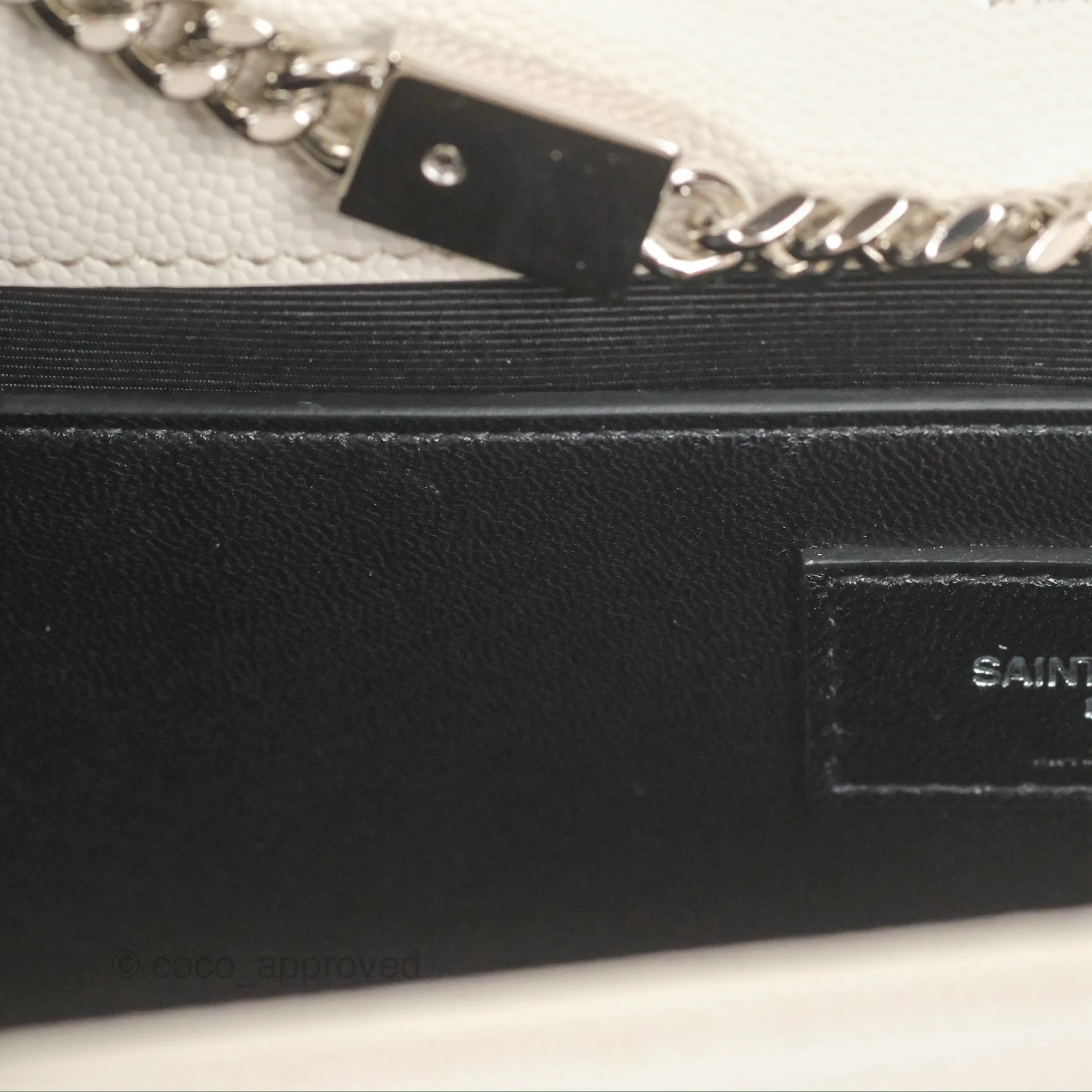 Saint Laurent Medium Classic Monogram Kate White Grained Calfskin
