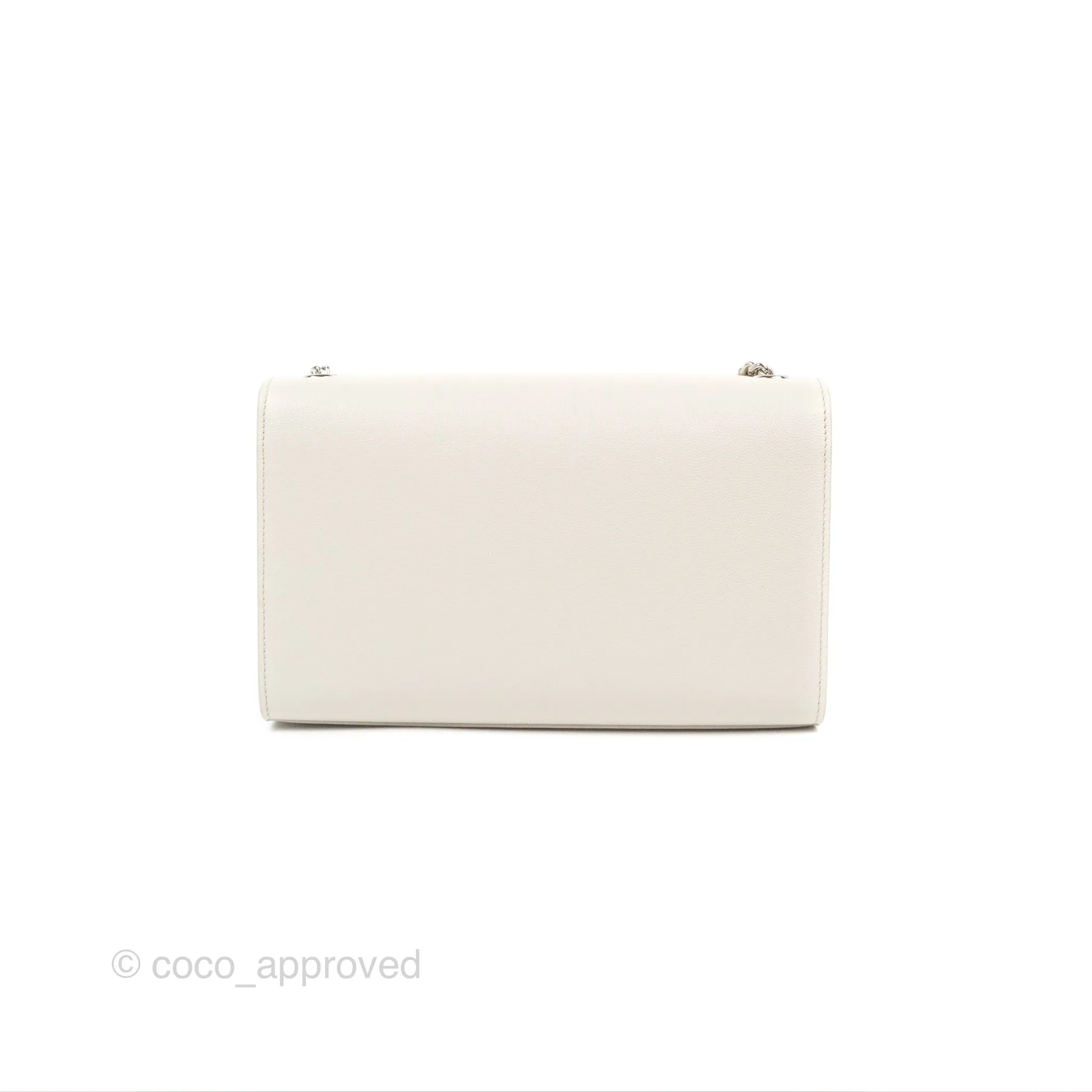 Saint Laurent Medium Classic Monogram Kate White Grained Calfskin