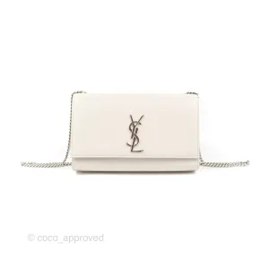 Saint Laurent Medium Classic Monogram Kate White Grained Calfskin