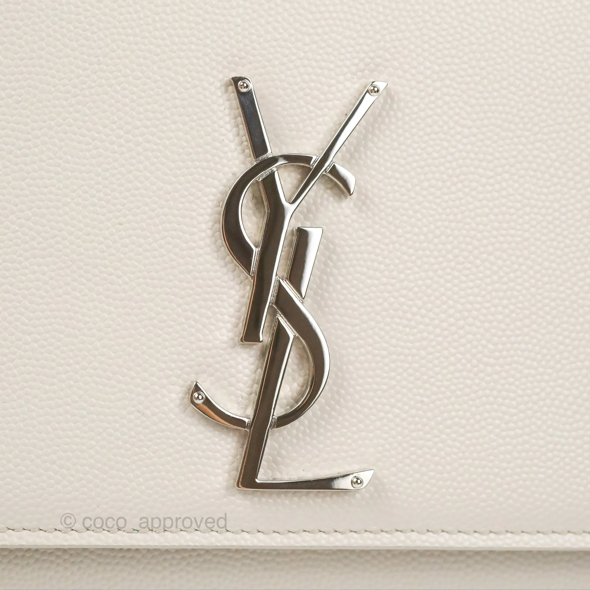 Saint Laurent Medium Classic Monogram Kate White Grained Calfskin