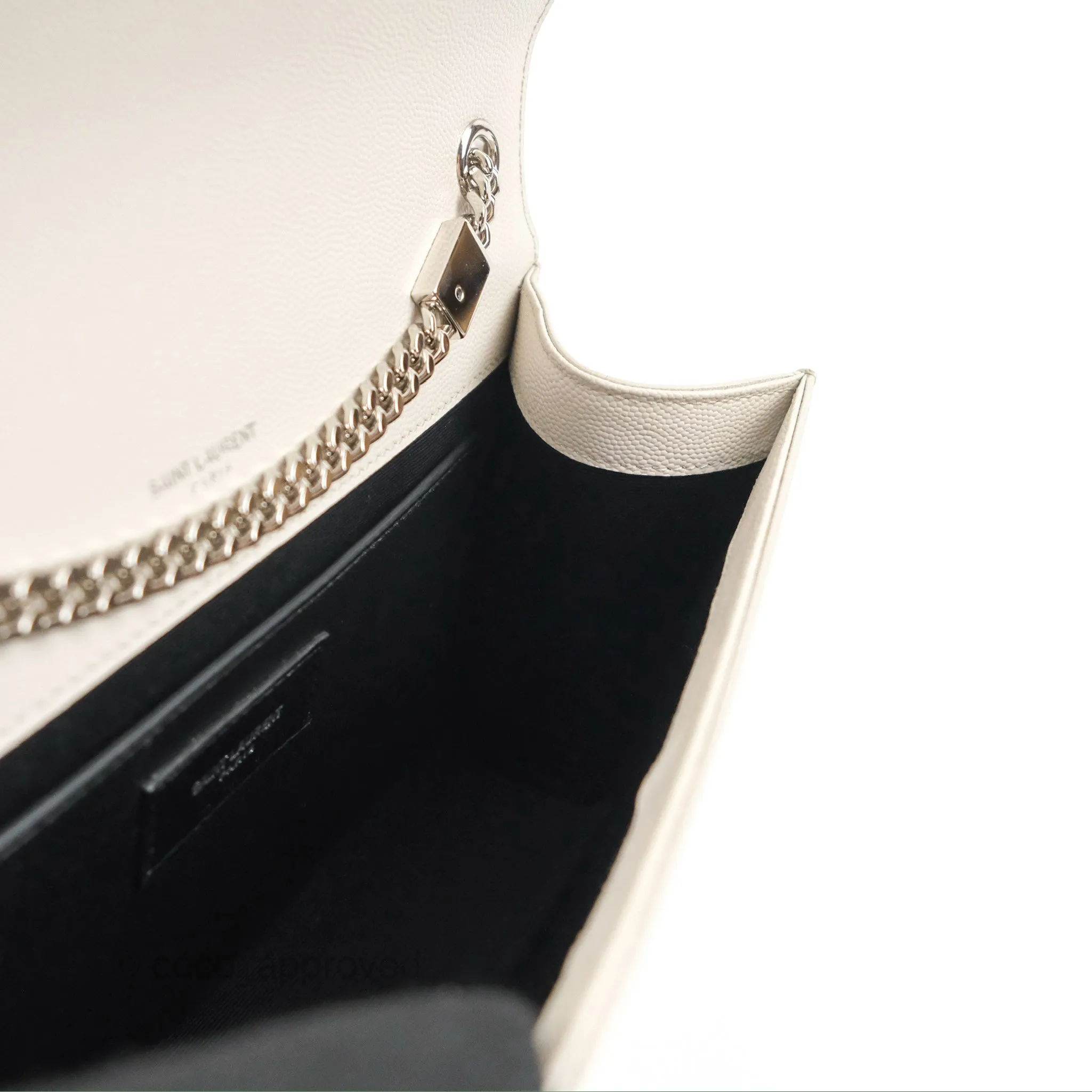 Saint Laurent Medium Classic Monogram Kate White Grained Calfskin