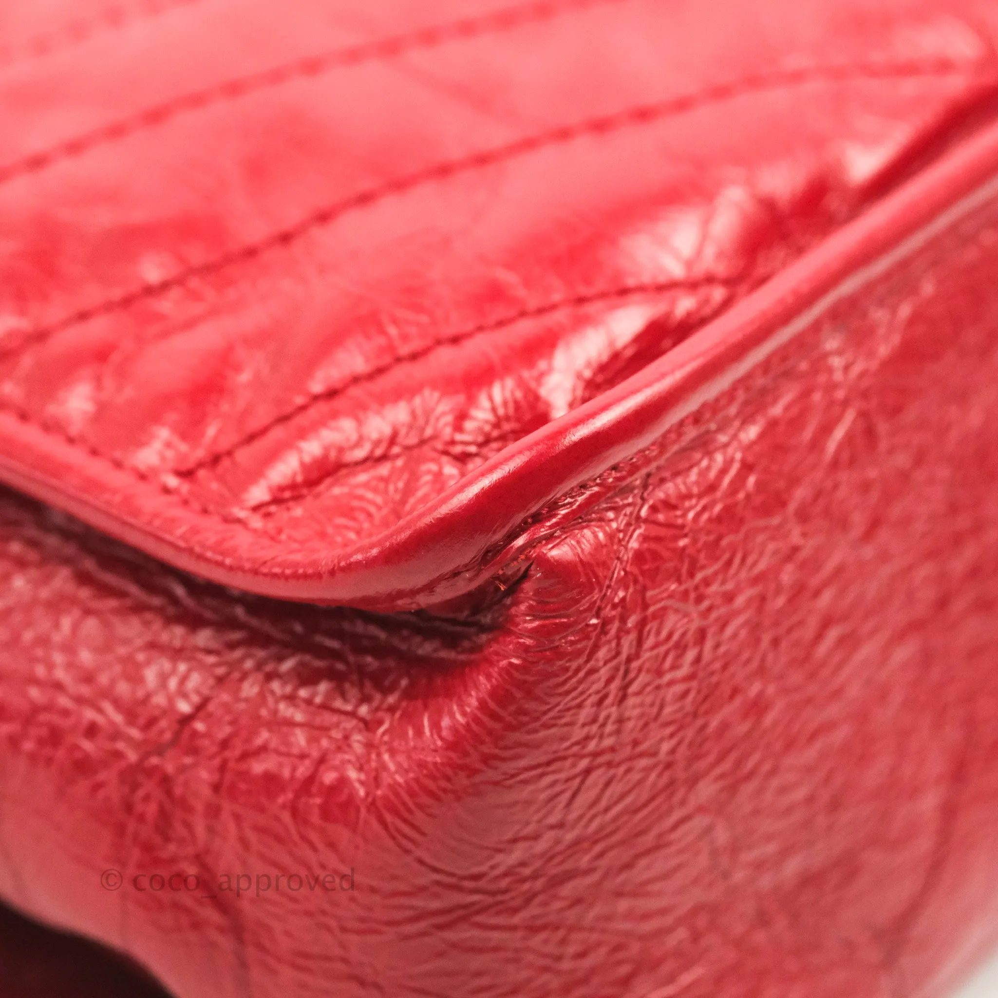 Saint Laurent Medium Crinkled Calfskin Matelasse Monogram Niki Chain Satchel Red Ruthenium Hardware