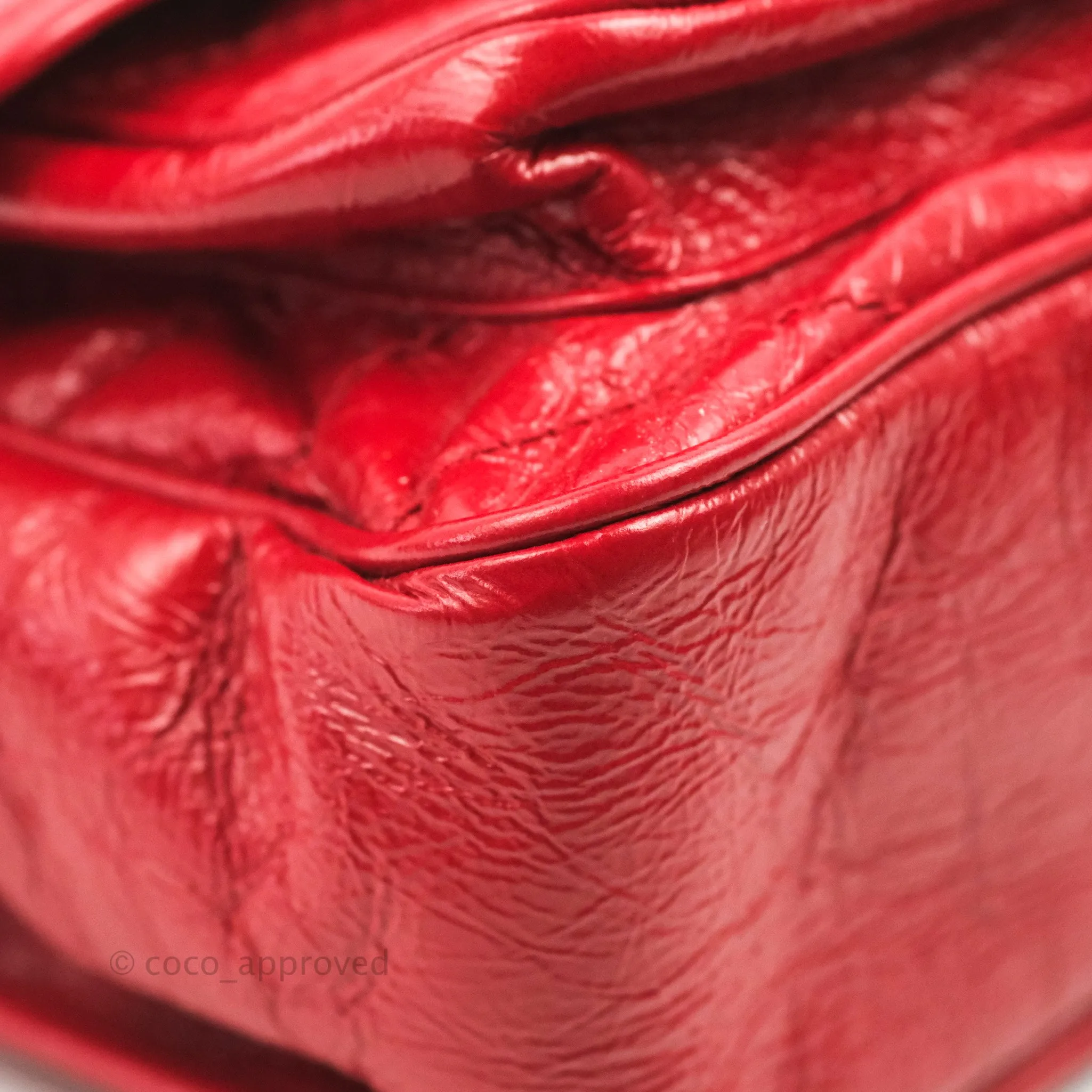 Saint Laurent Medium Crinkled Calfskin Matelasse Monogram Niki Chain Satchel Red Ruthenium Hardware