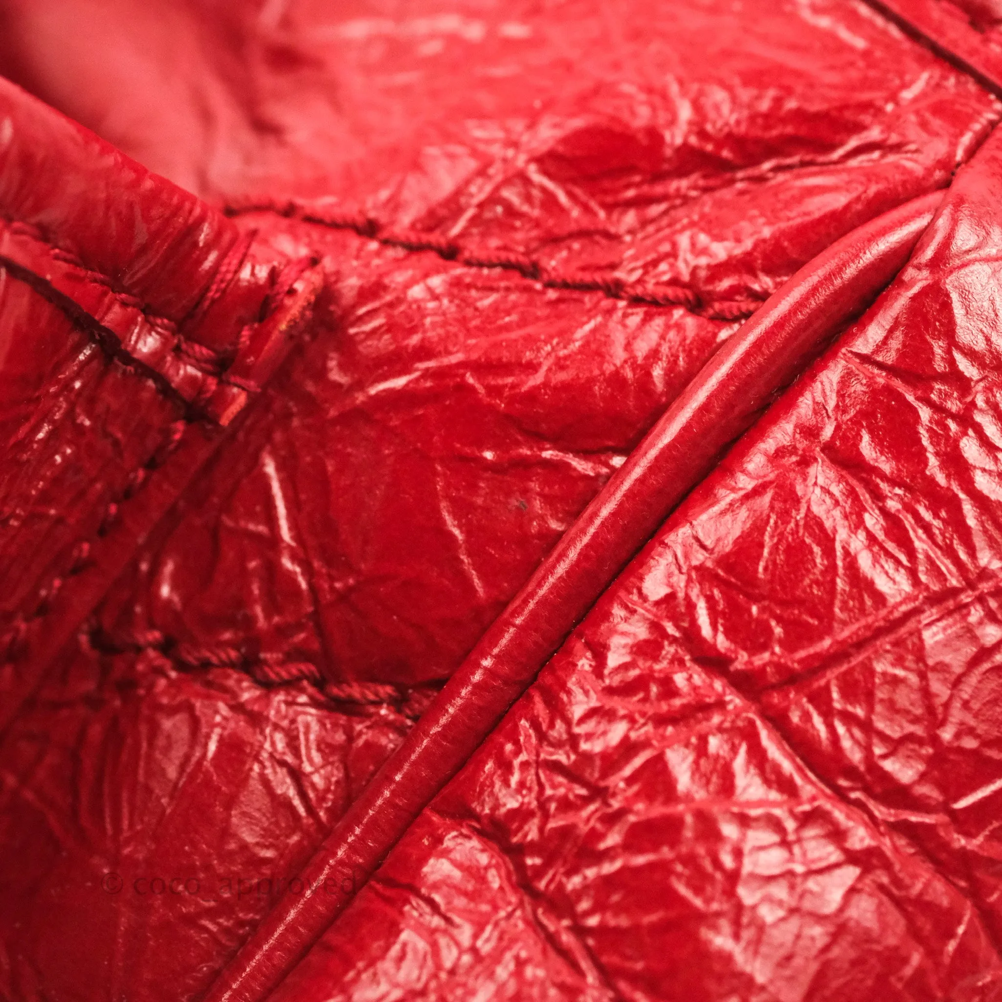 Saint Laurent Medium Crinkled Calfskin Matelasse Monogram Niki Chain Satchel Red Ruthenium Hardware