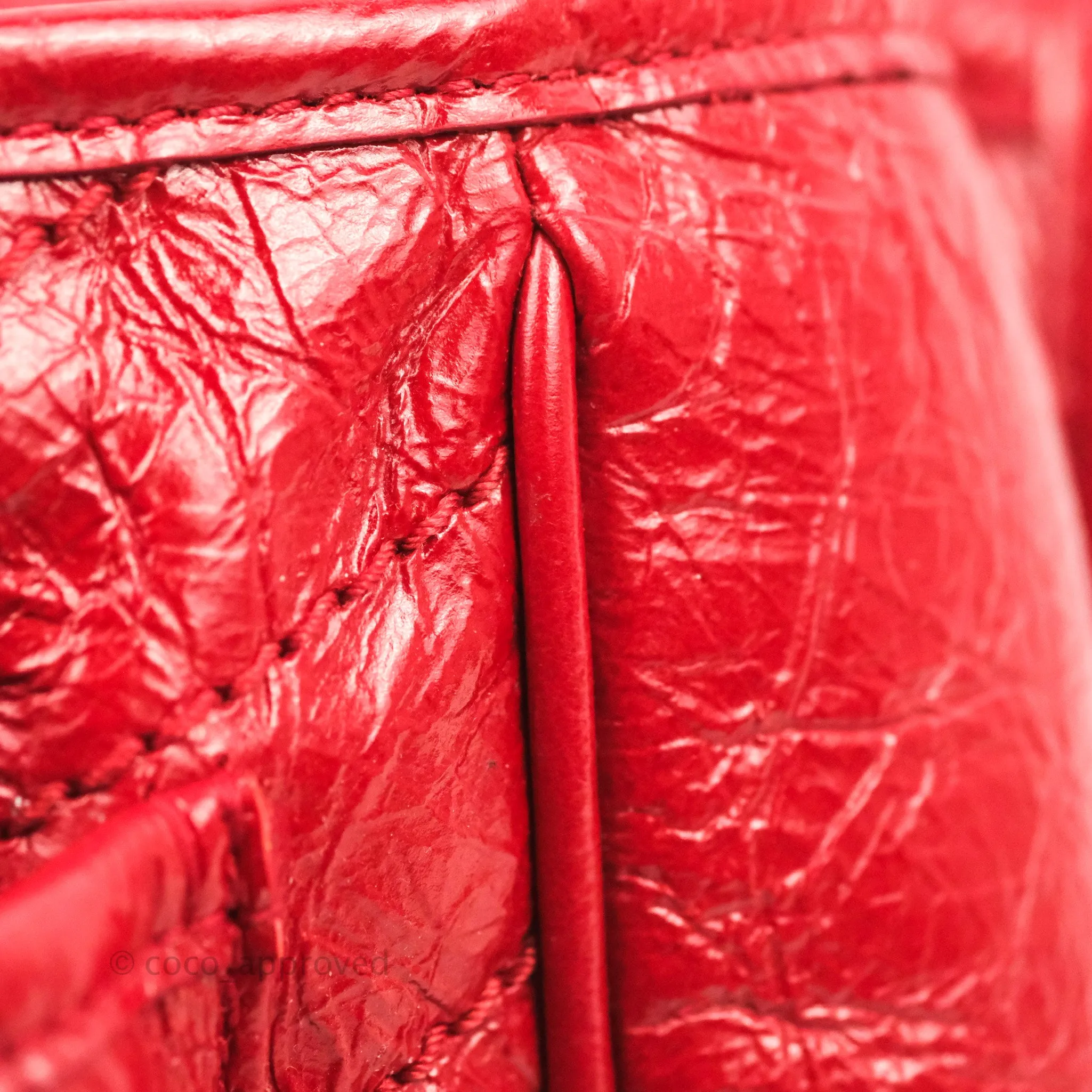 Saint Laurent Medium Crinkled Calfskin Matelasse Monogram Niki Chain Satchel Red Ruthenium Hardware