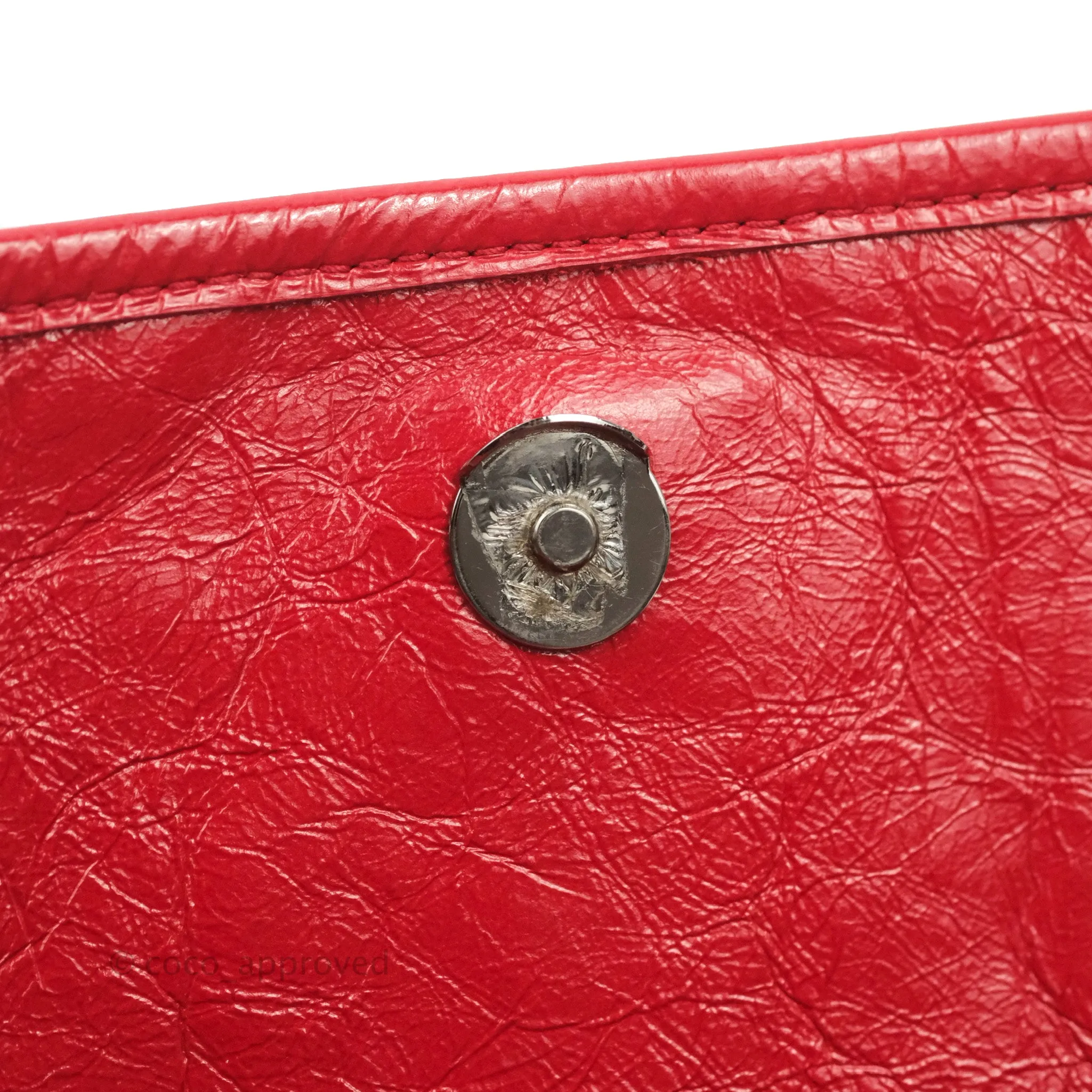 Saint Laurent Medium Crinkled Calfskin Matelasse Monogram Niki Chain Satchel Red Ruthenium Hardware