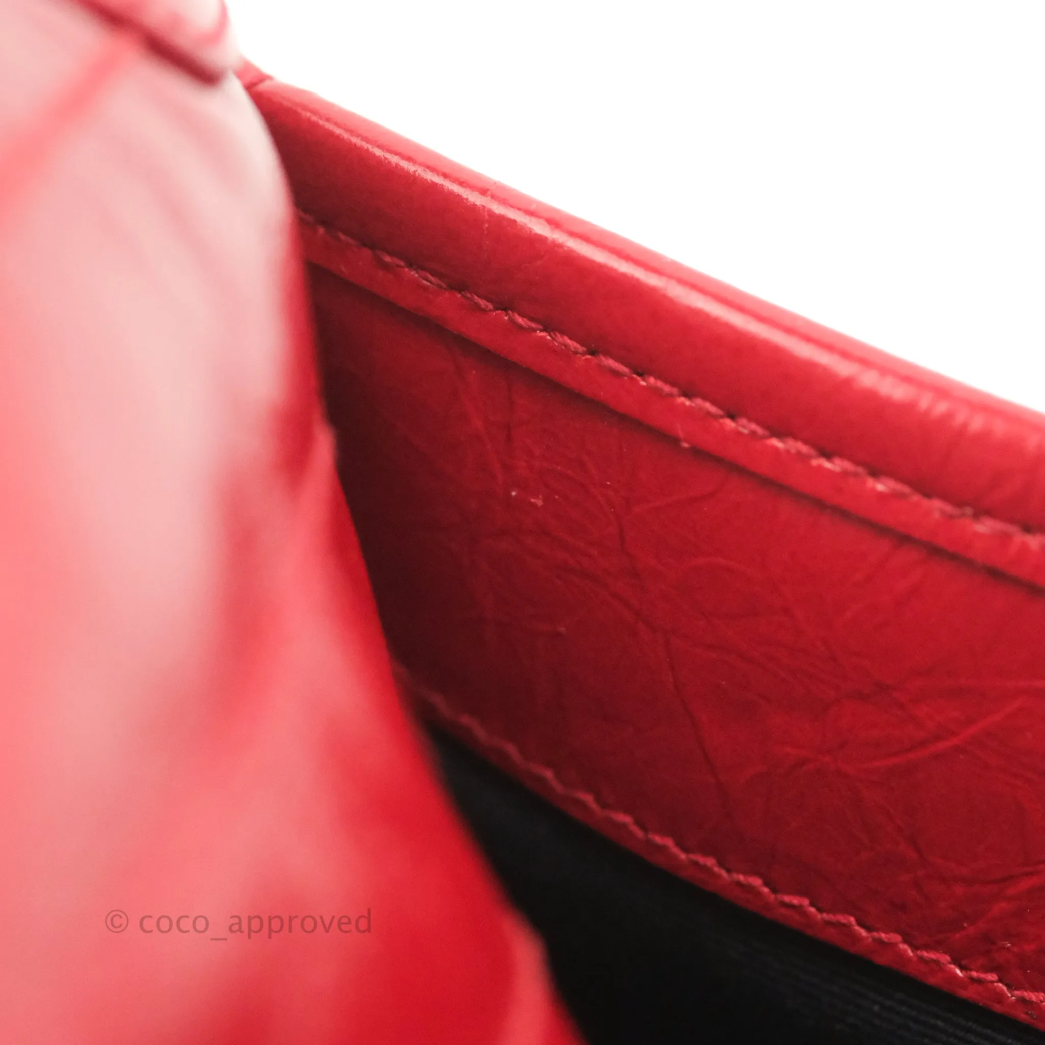 Saint Laurent Medium Crinkled Calfskin Matelasse Monogram Niki Chain Satchel Red Ruthenium Hardware