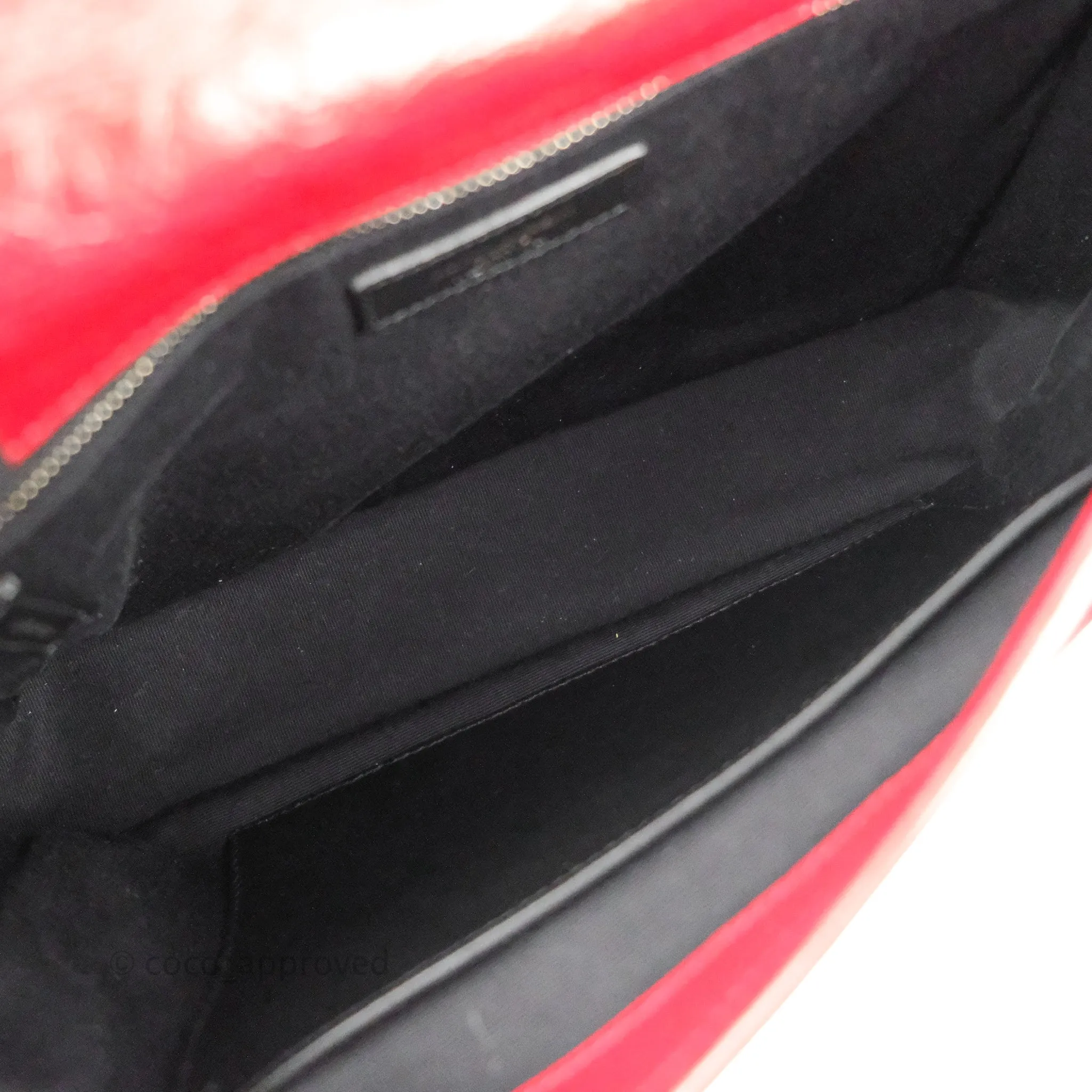 Saint Laurent Medium Crinkled Calfskin Matelasse Monogram Niki Chain Satchel Red Ruthenium Hardware