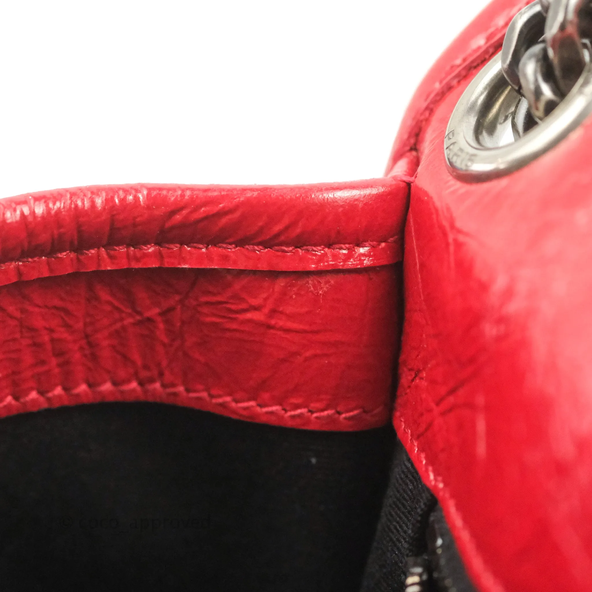 Saint Laurent Medium Crinkled Calfskin Matelasse Monogram Niki Chain Satchel Red Ruthenium Hardware