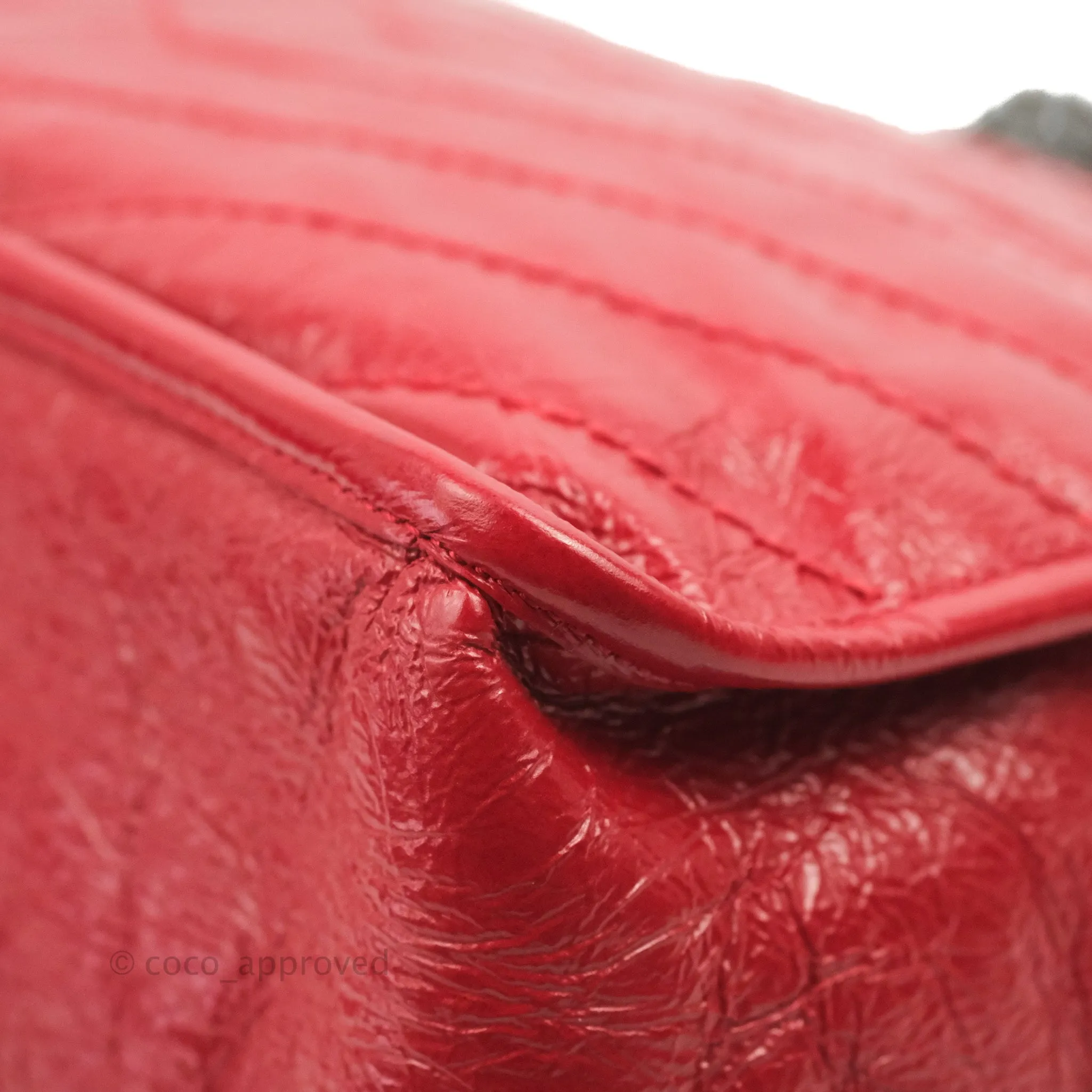 Saint Laurent Medium Crinkled Calfskin Matelasse Monogram Niki Chain Satchel Red Ruthenium Hardware