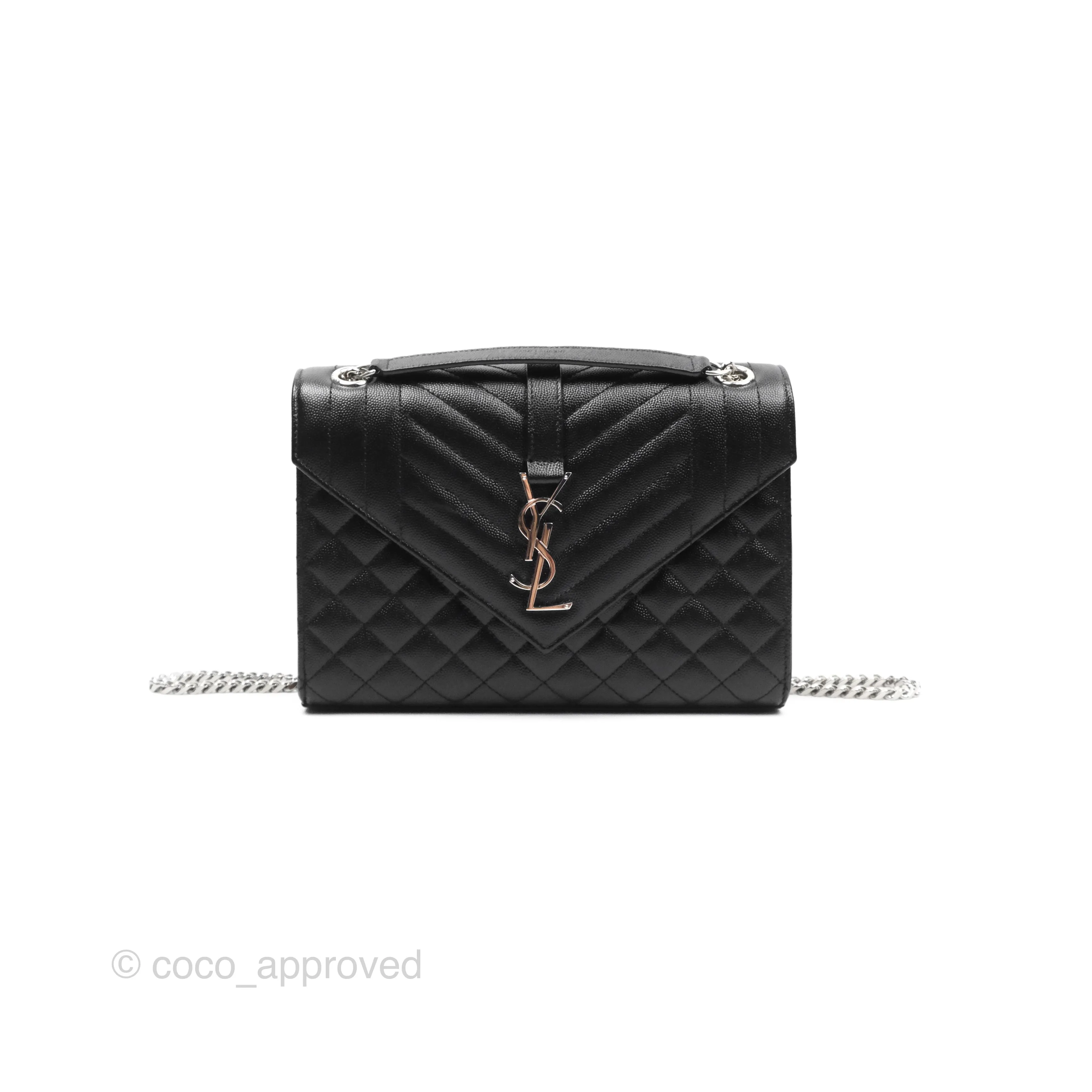 Saint Laurent Medium Envelope Black Caviar Silver Hardware