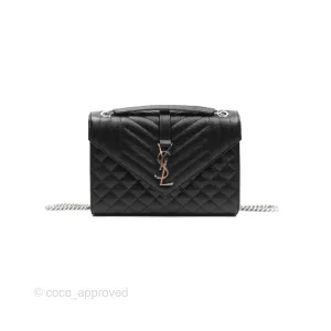 Saint Laurent Medium Envelope Black Caviar Silver Hardware
