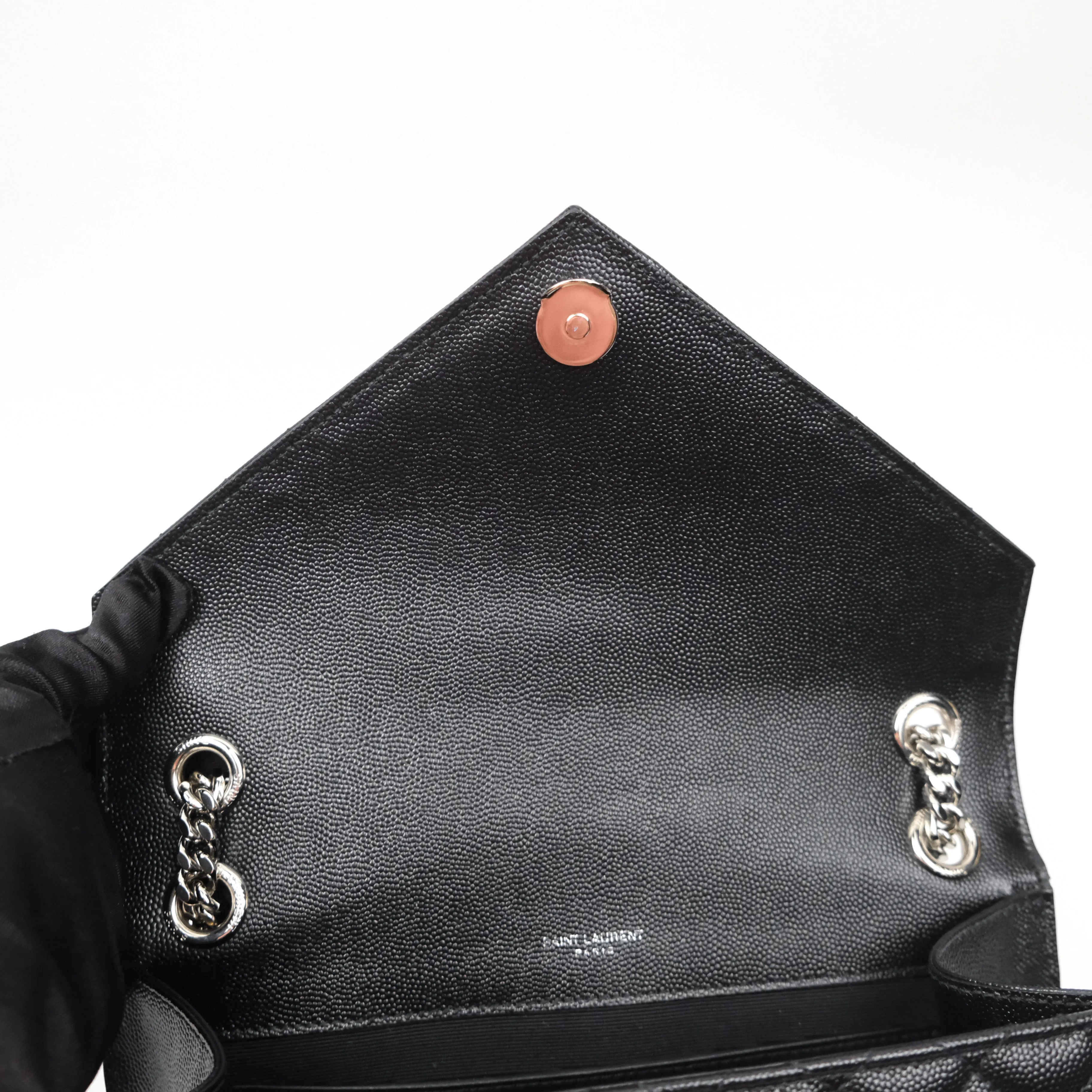 Saint Laurent Medium Envelope Black Caviar Silver Hardware