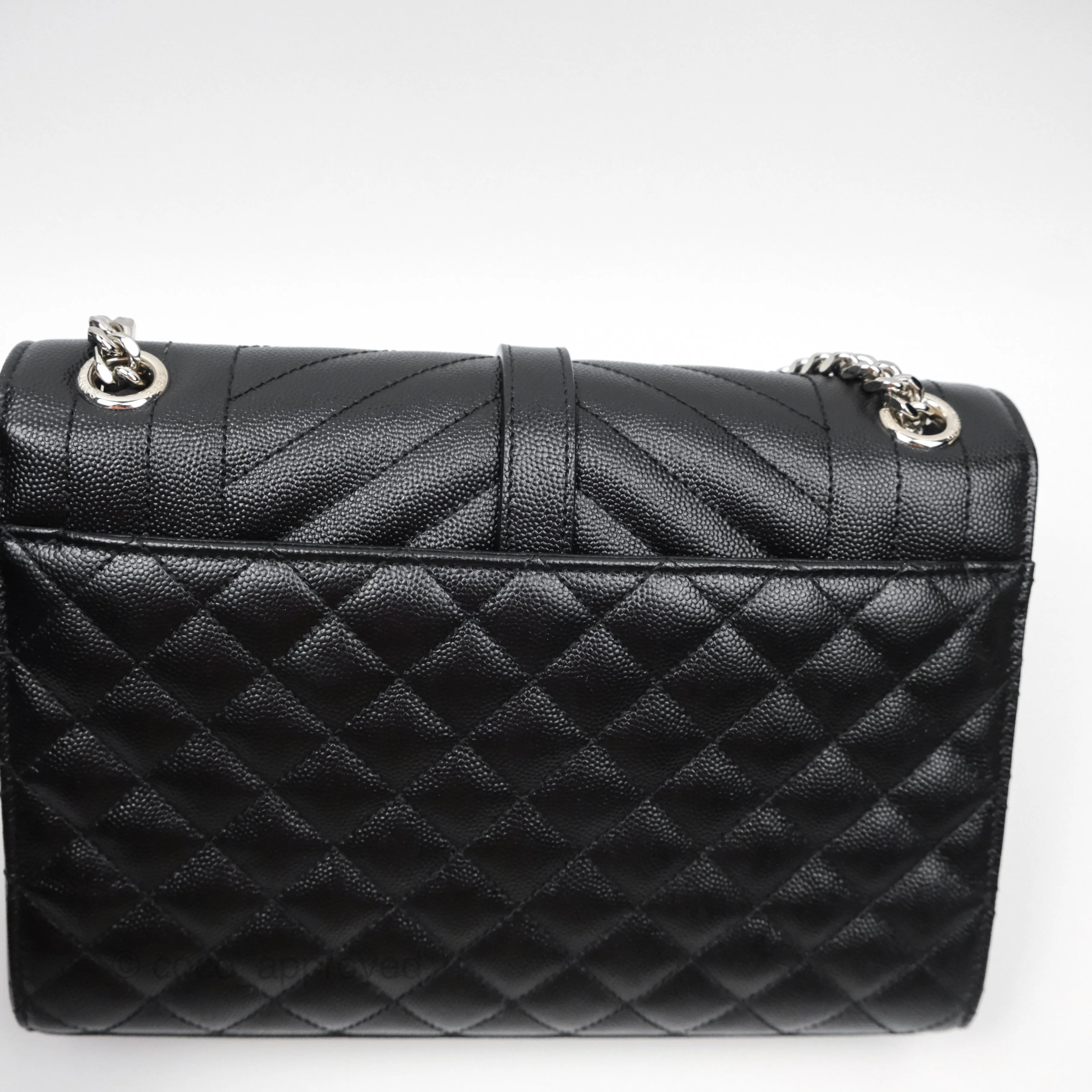 Saint Laurent Medium Envelope Black Caviar Silver Hardware