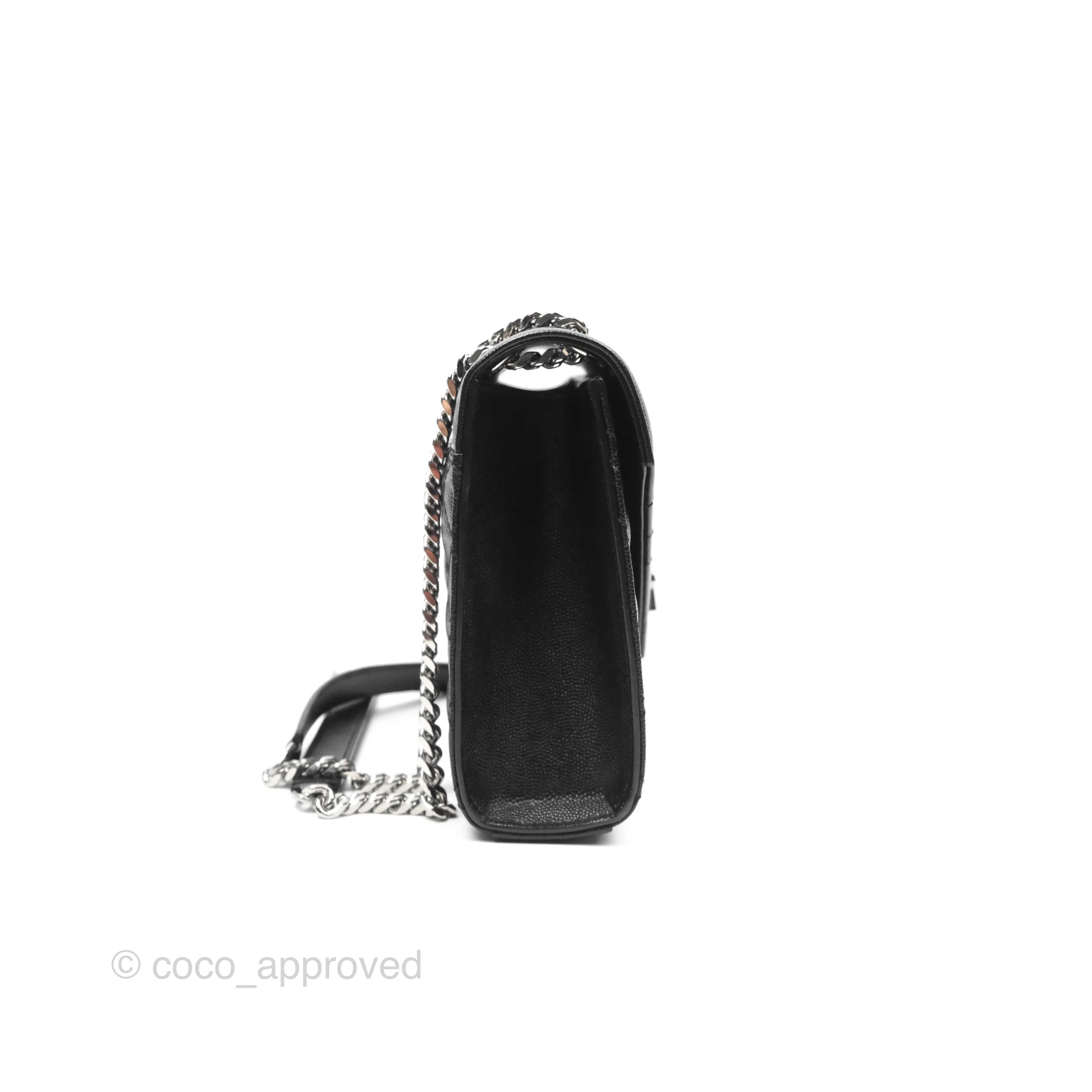 Saint Laurent Medium Envelope Black Caviar Silver Hardware