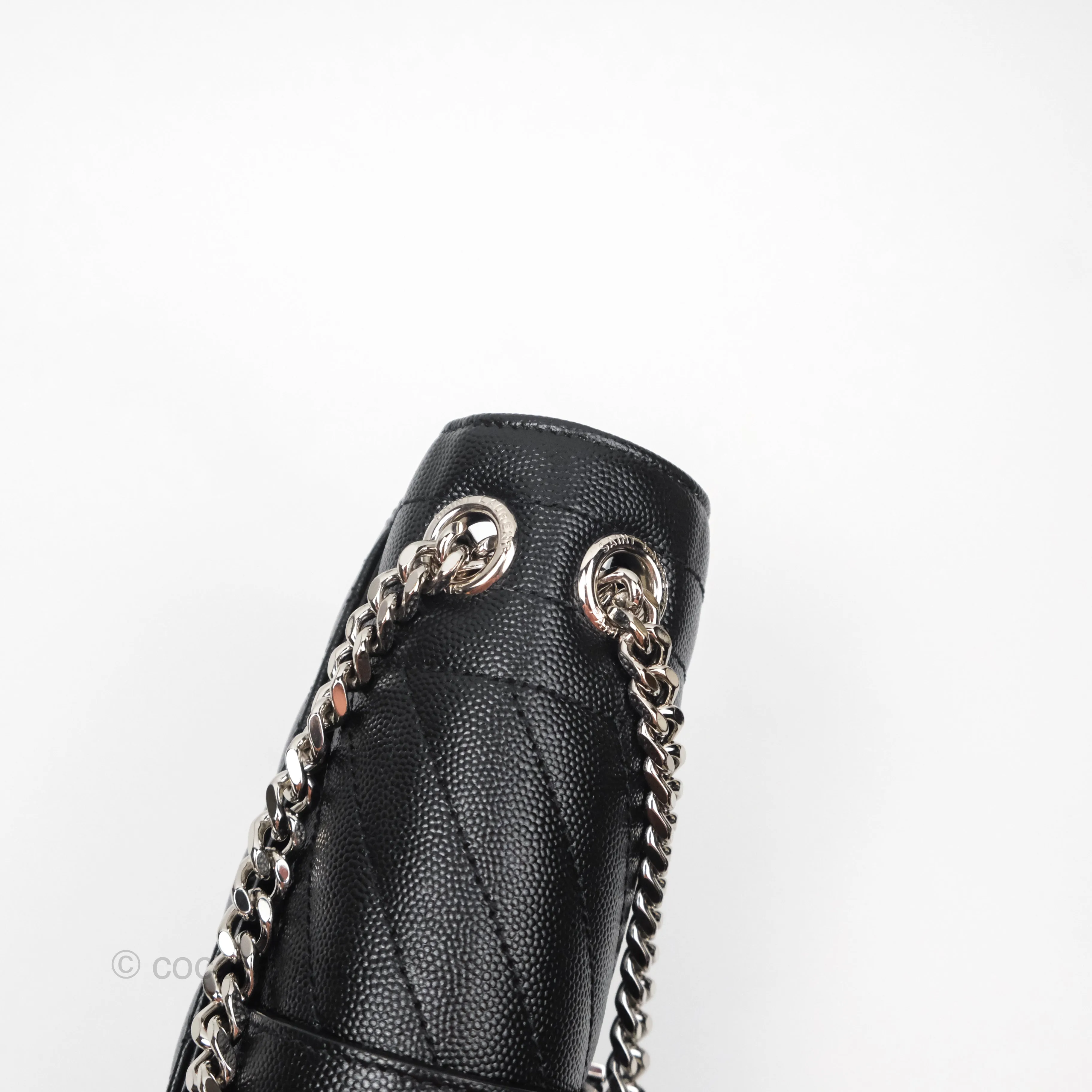 Saint Laurent Medium Envelope Black Caviar Silver Hardware
