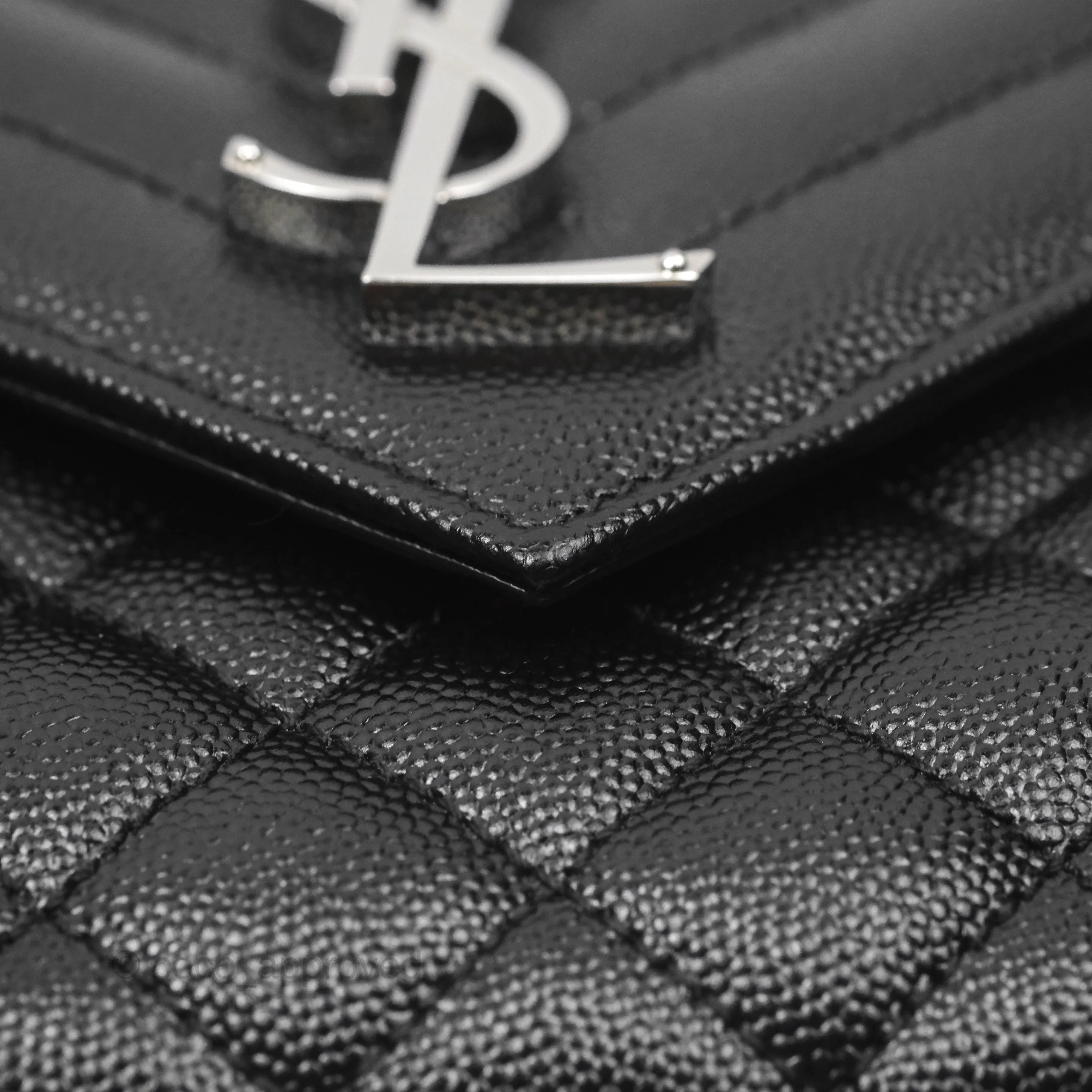 Saint Laurent Medium Envelope Black Caviar Silver Hardware