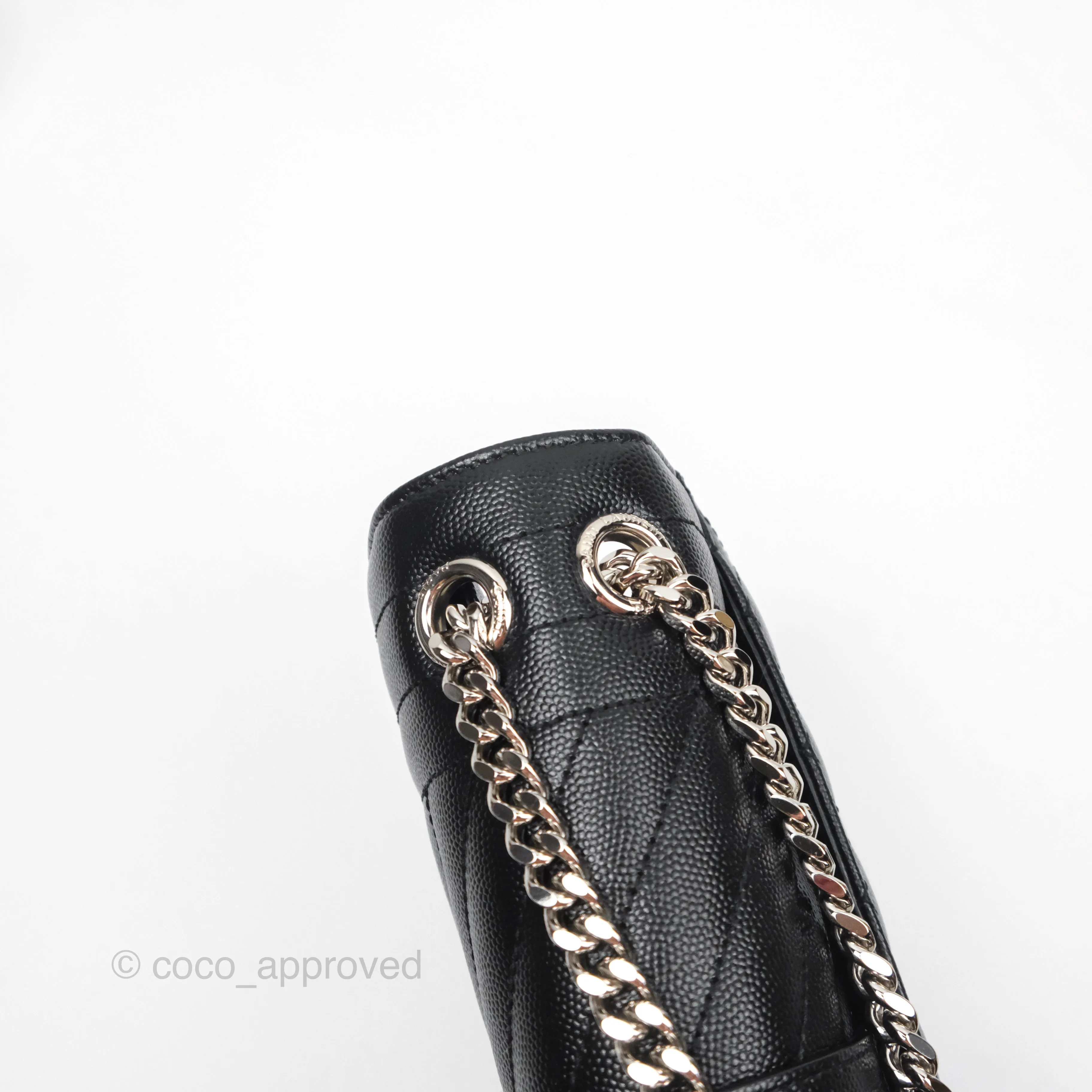 Saint Laurent Medium Envelope Black Caviar Silver Hardware