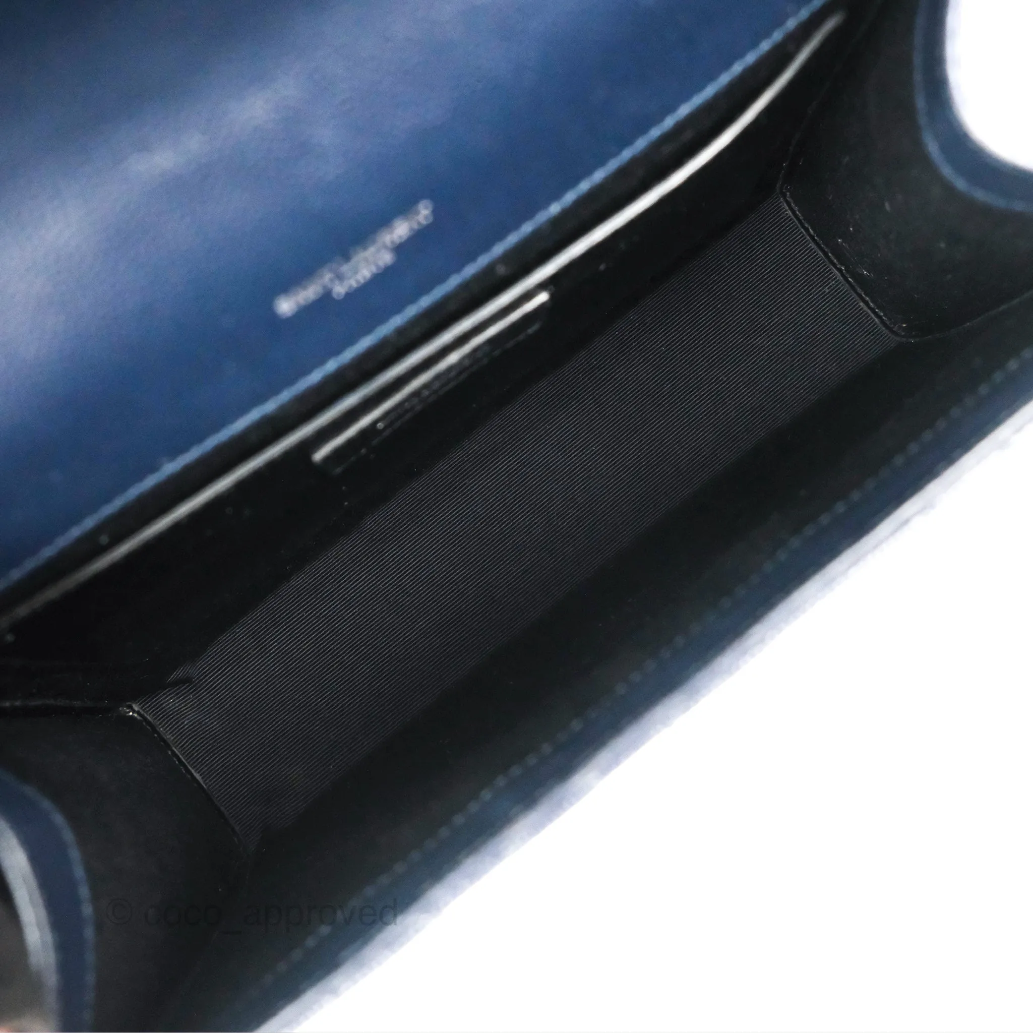 Saint Laurent Medium Envelope Navy Caviar Silver Hardware