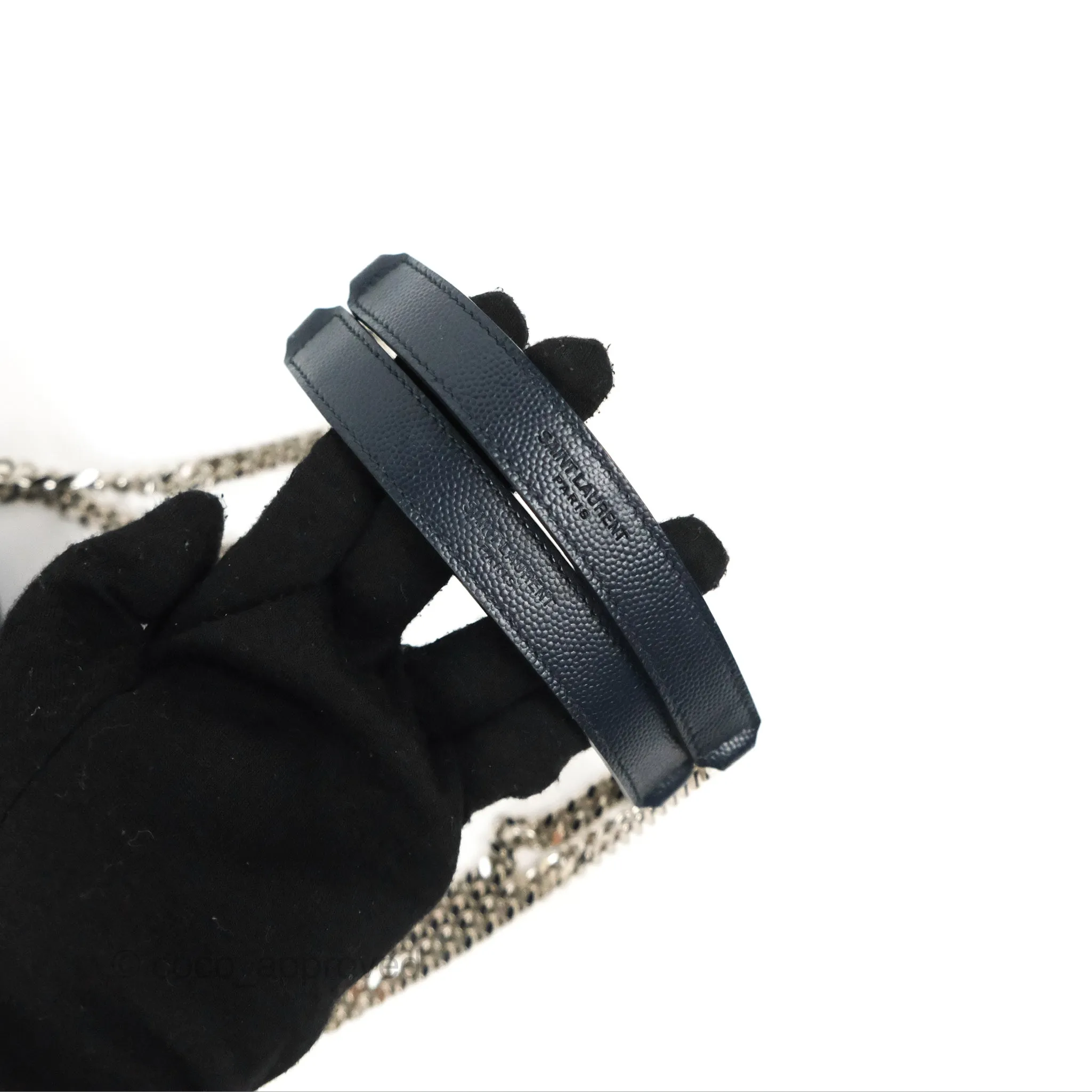 Saint Laurent Medium Envelope Navy Caviar Silver Hardware