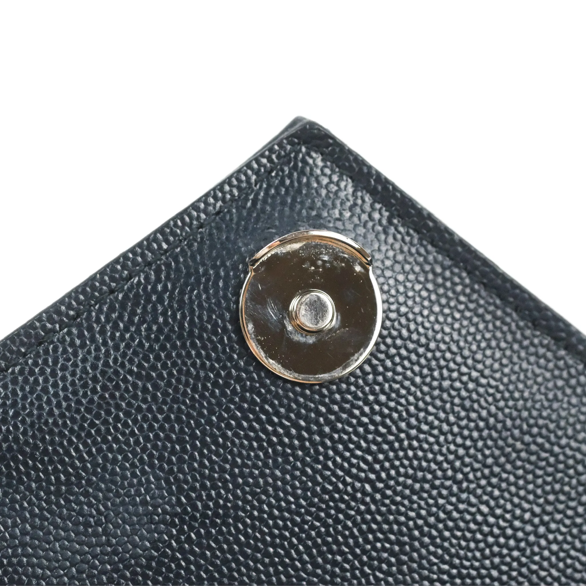 Saint Laurent Medium Envelope Navy Caviar Silver Hardware
