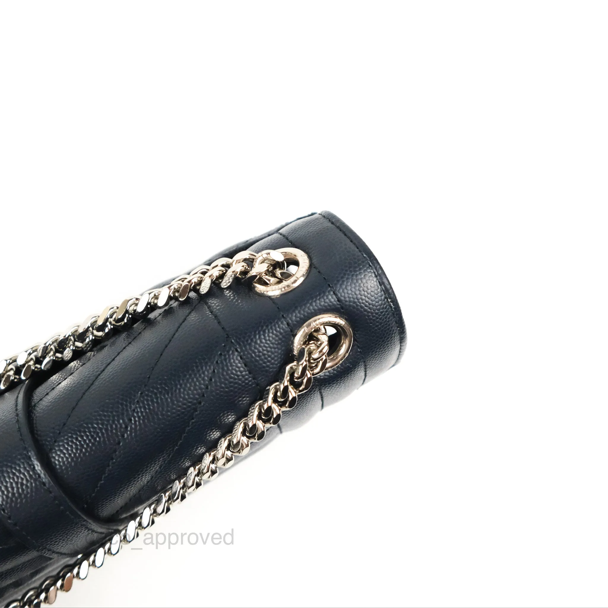Saint Laurent Medium Envelope Navy Caviar Silver Hardware