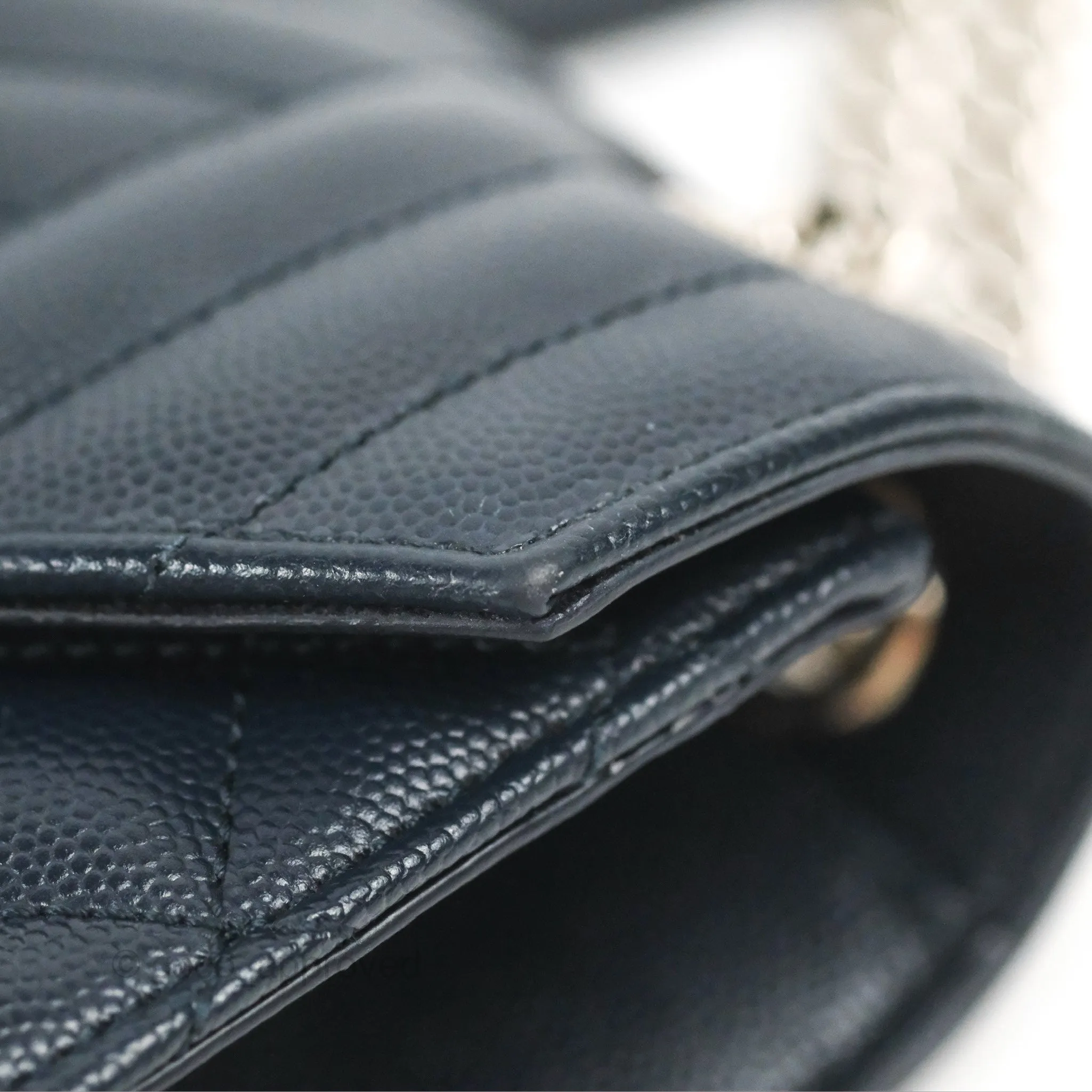 Saint Laurent Medium Envelope Navy Caviar Silver Hardware