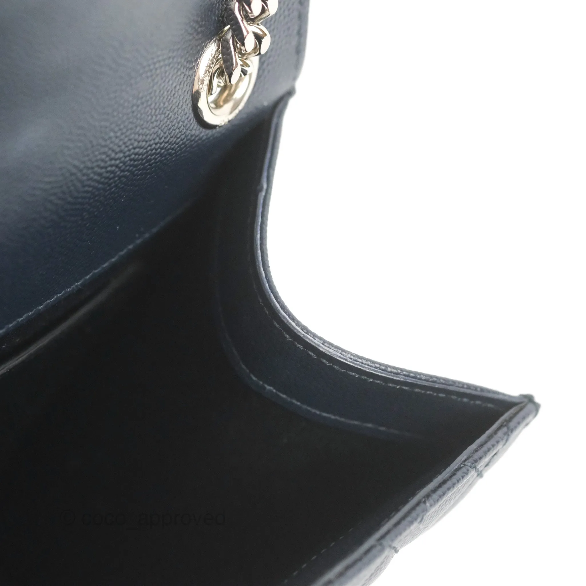 Saint Laurent Medium Envelope Navy Caviar Silver Hardware