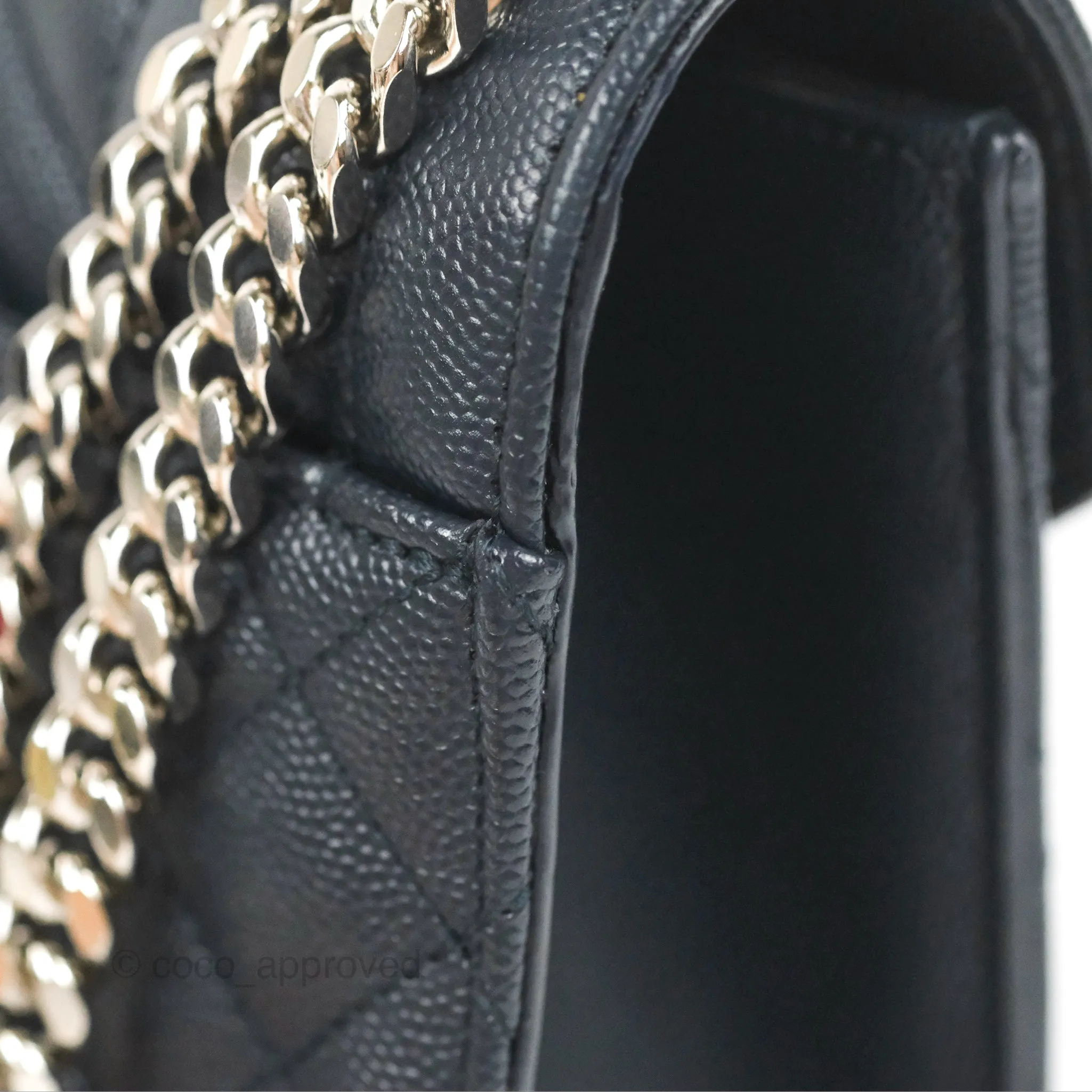 Saint Laurent Medium Envelope Navy Caviar Silver Hardware