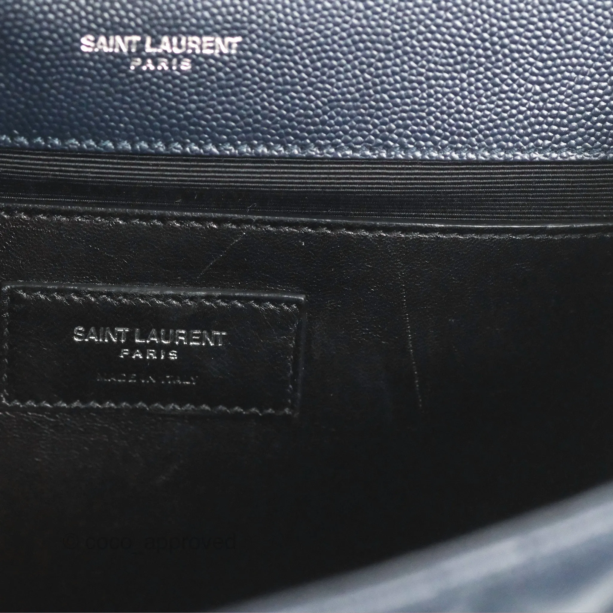 Saint Laurent Medium Envelope Navy Caviar Silver Hardware