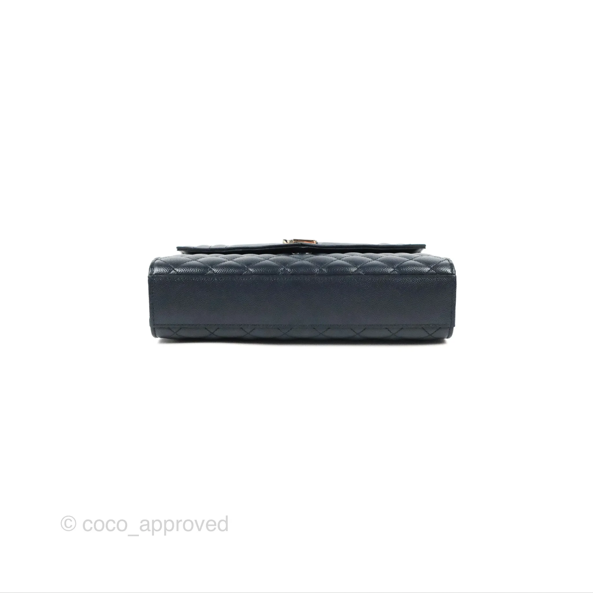 Saint Laurent Medium Envelope Navy Caviar Silver Hardware
