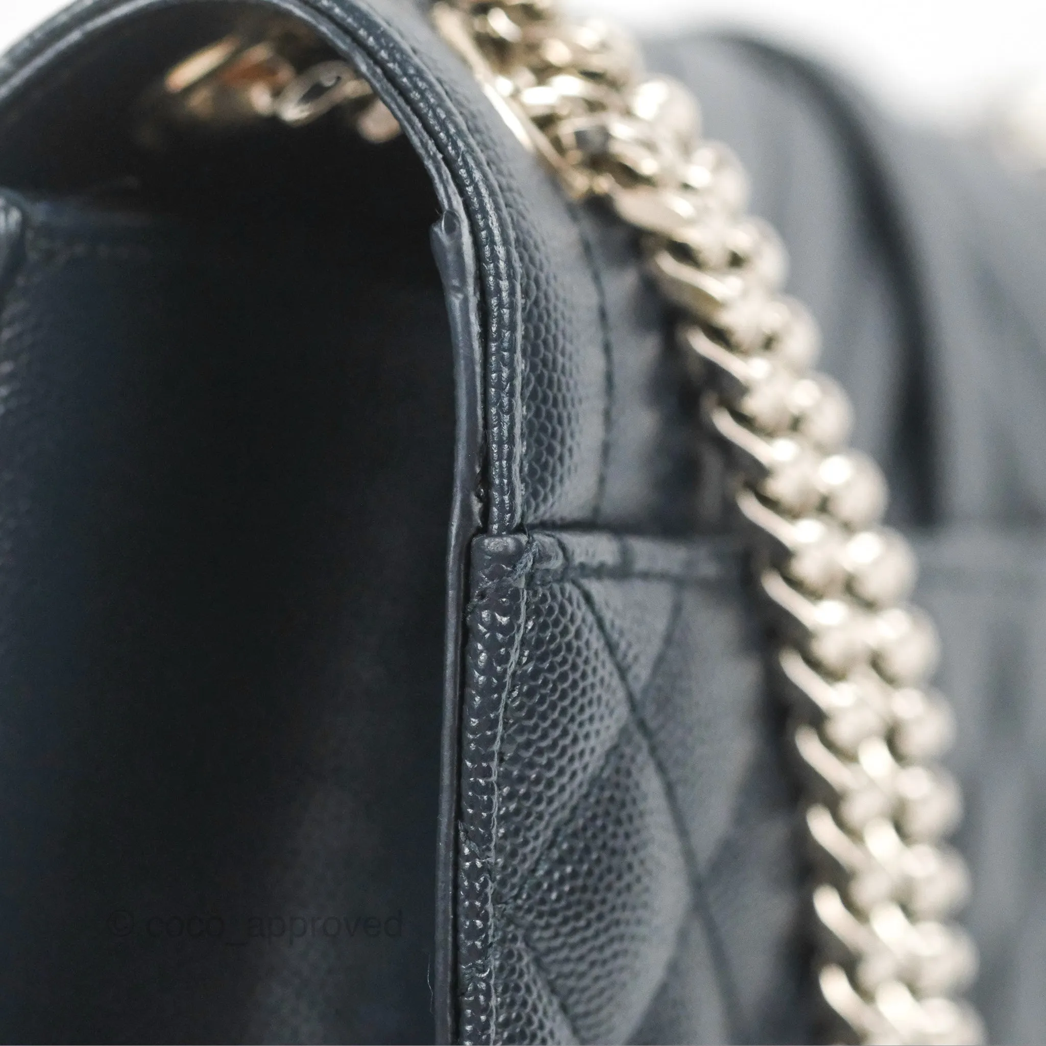 Saint Laurent Medium Envelope Navy Caviar Silver Hardware