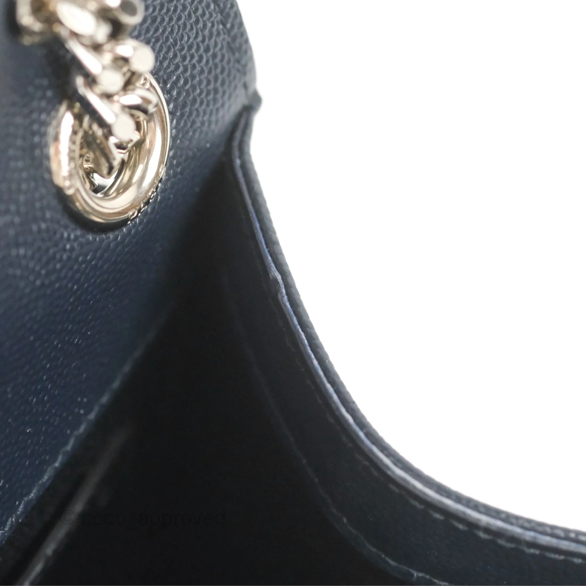 Saint Laurent Medium Envelope Navy Caviar Silver Hardware