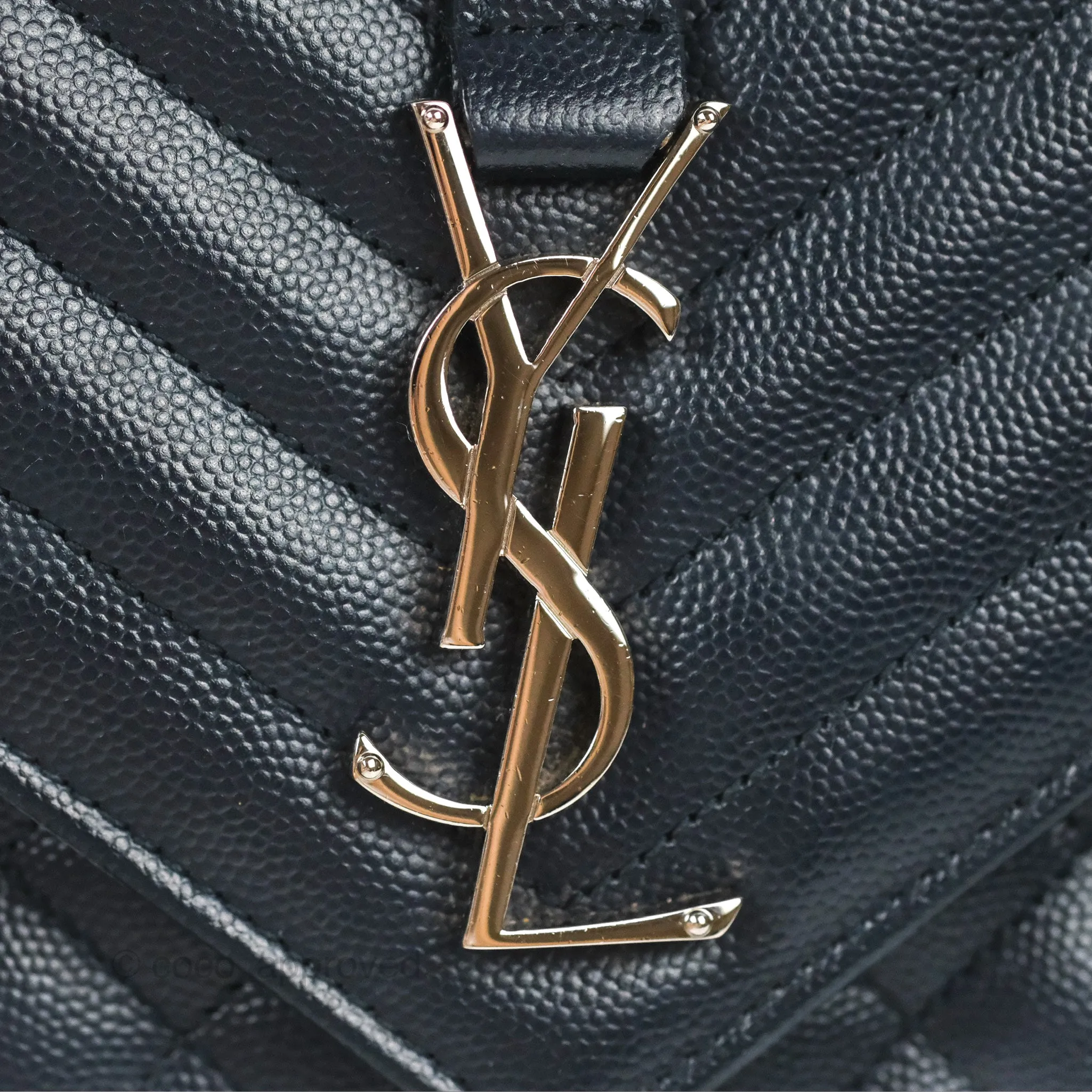 Saint Laurent Medium Envelope Navy Caviar Silver Hardware