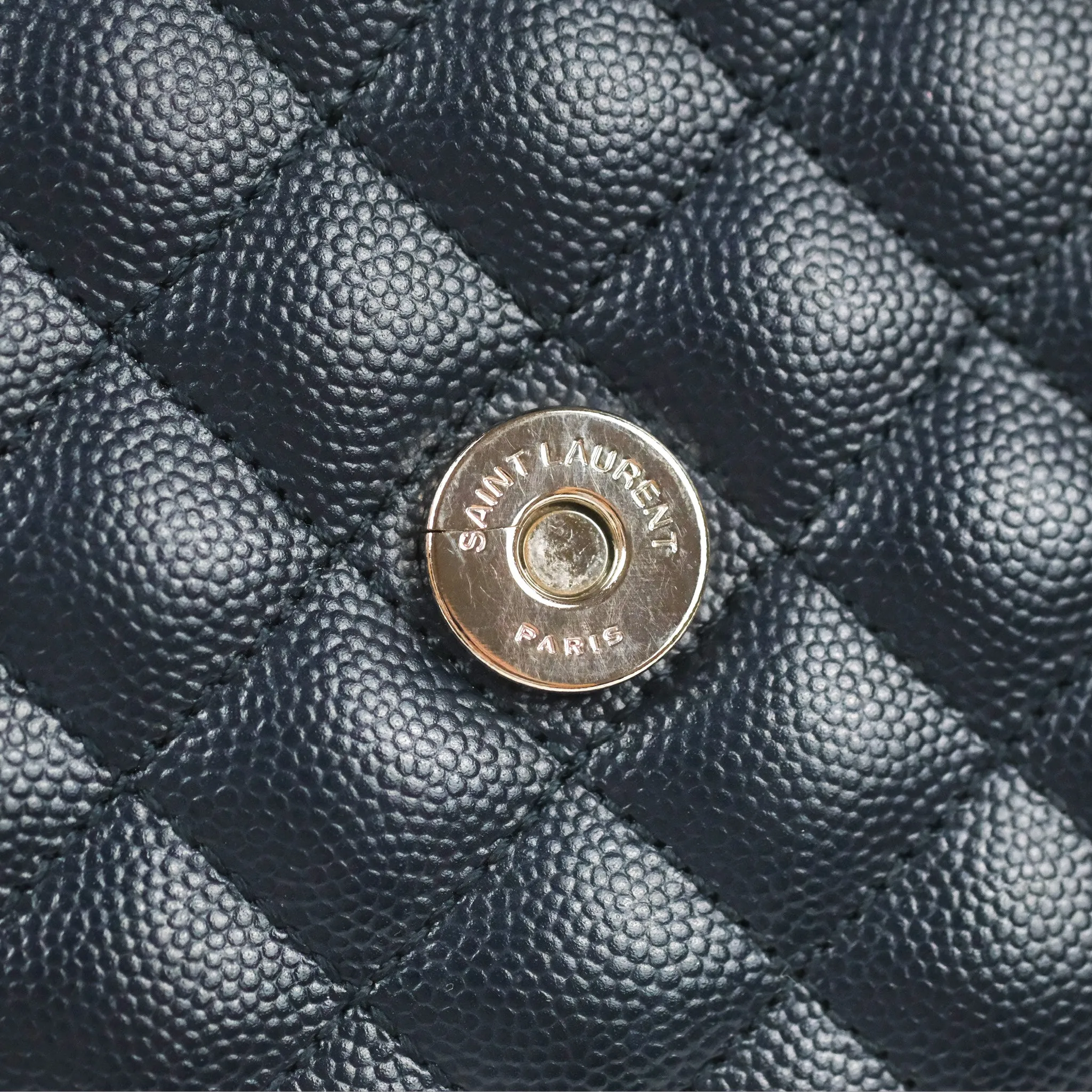 Saint Laurent Medium Envelope Navy Caviar Silver Hardware