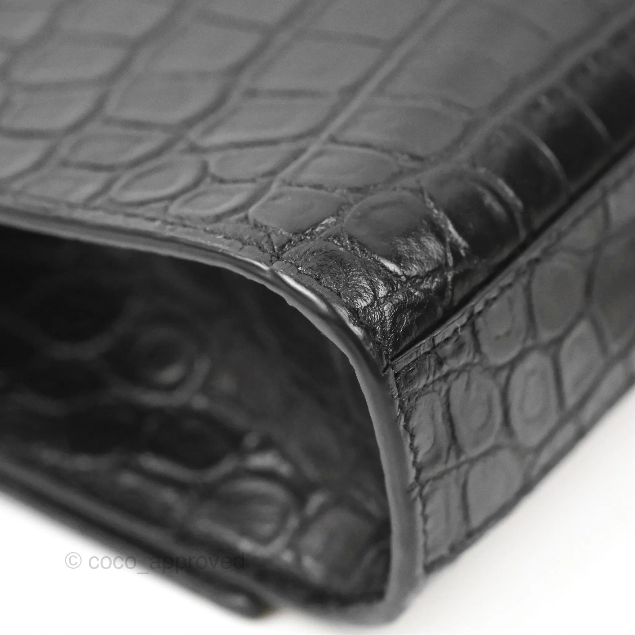 Saint Laurent Medium Kate Tassel Chain Bag Black Crocodile Embossed Calfskin Silver Hardware