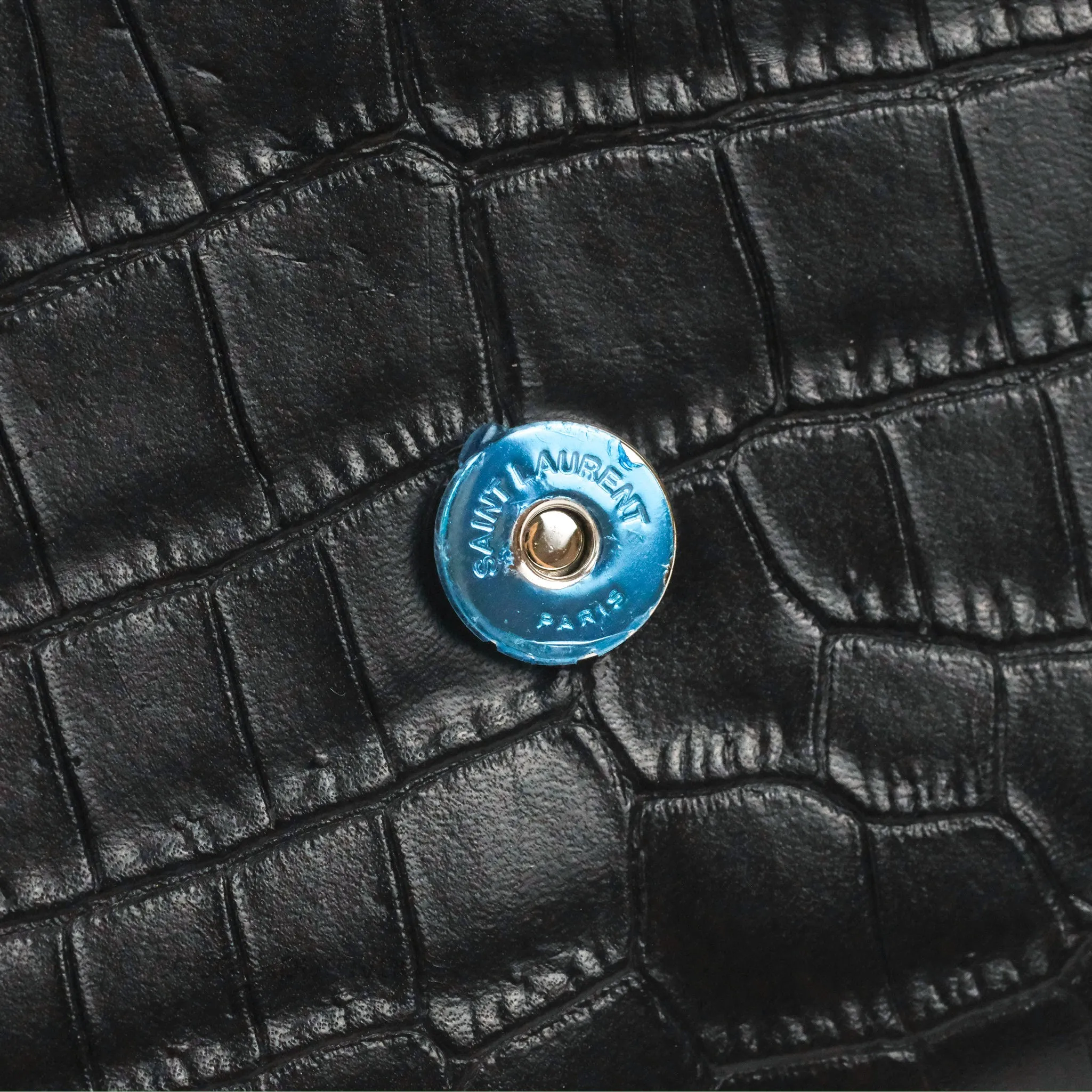 Saint Laurent Medium Kate Tassel Chain Bag Black Crocodile Embossed Calfskin Silver Hardware