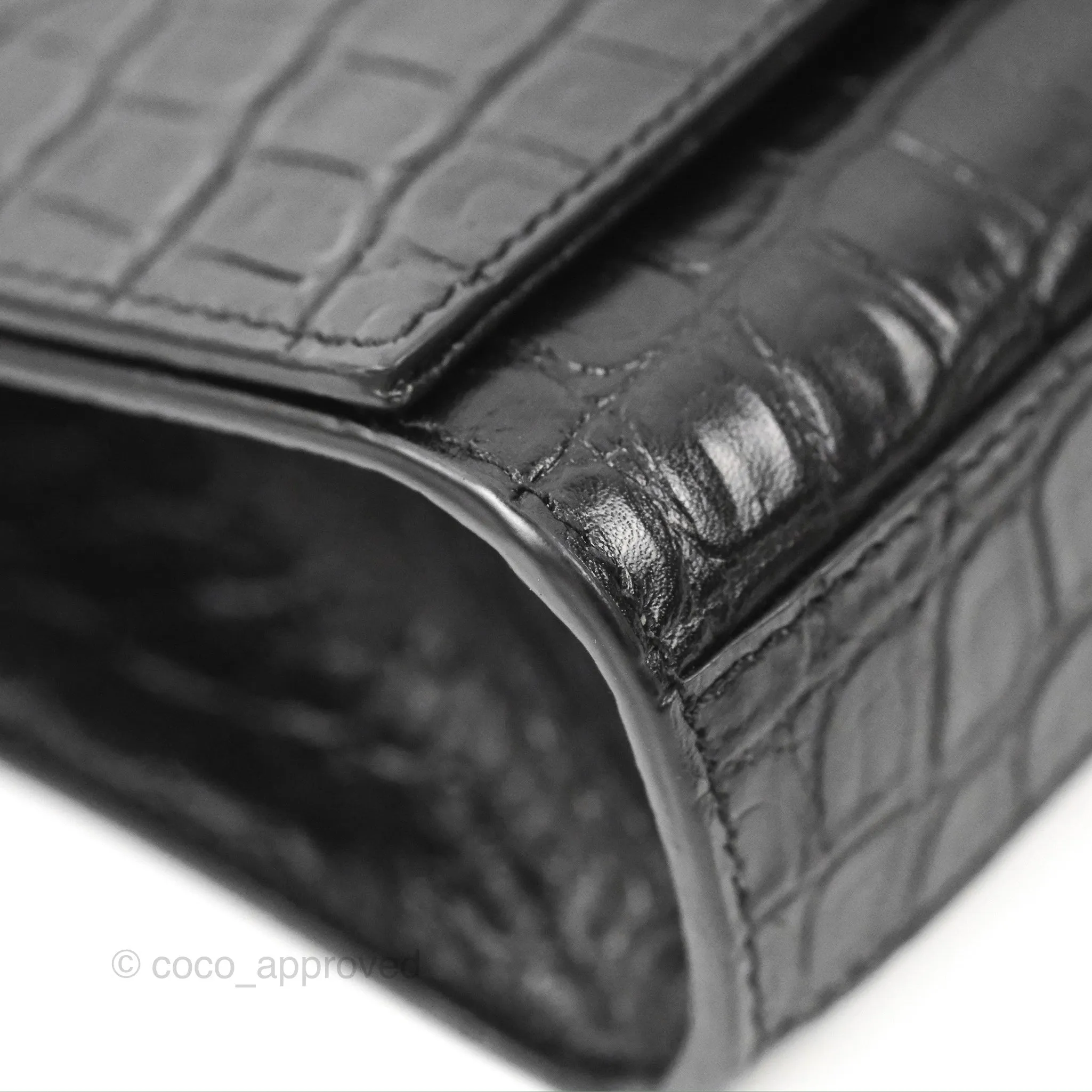 Saint Laurent Medium Kate Tassel Chain Bag Black Crocodile Embossed Calfskin Silver Hardware